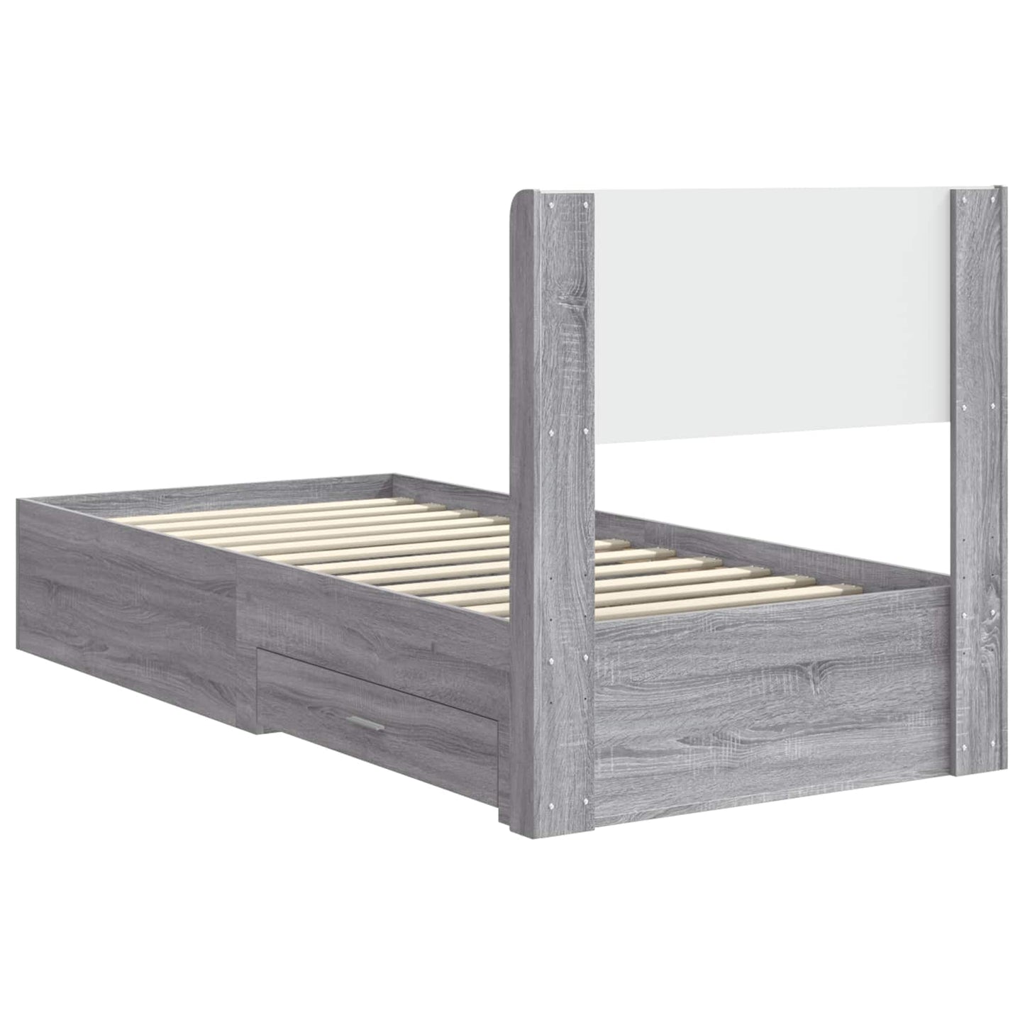 Bed Frame with Storage and Headboard Grey Sonoma 100 x 200 cm