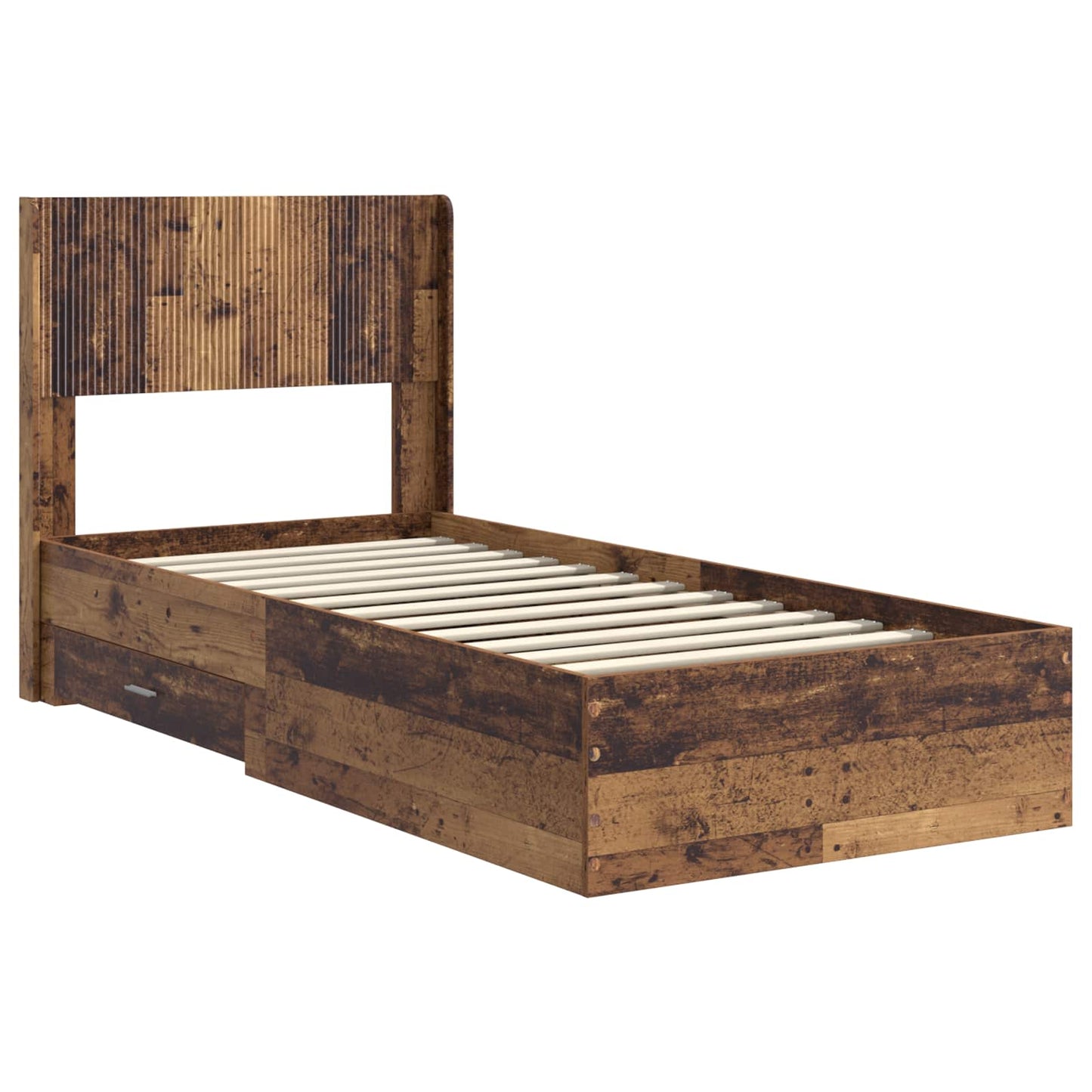 Bed Frame with Storage and Headboard Old Wood 100 x 200 cm