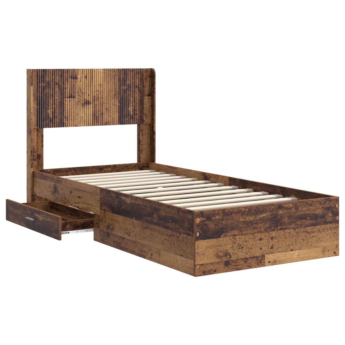 Bed Frame with Storage and Headboard Old Wood 100 x 200 cm
