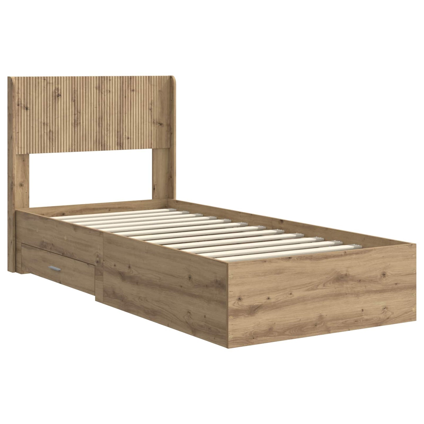 Bed Frame with Storage and Headboard Artisan Oak 100 x 200 cm