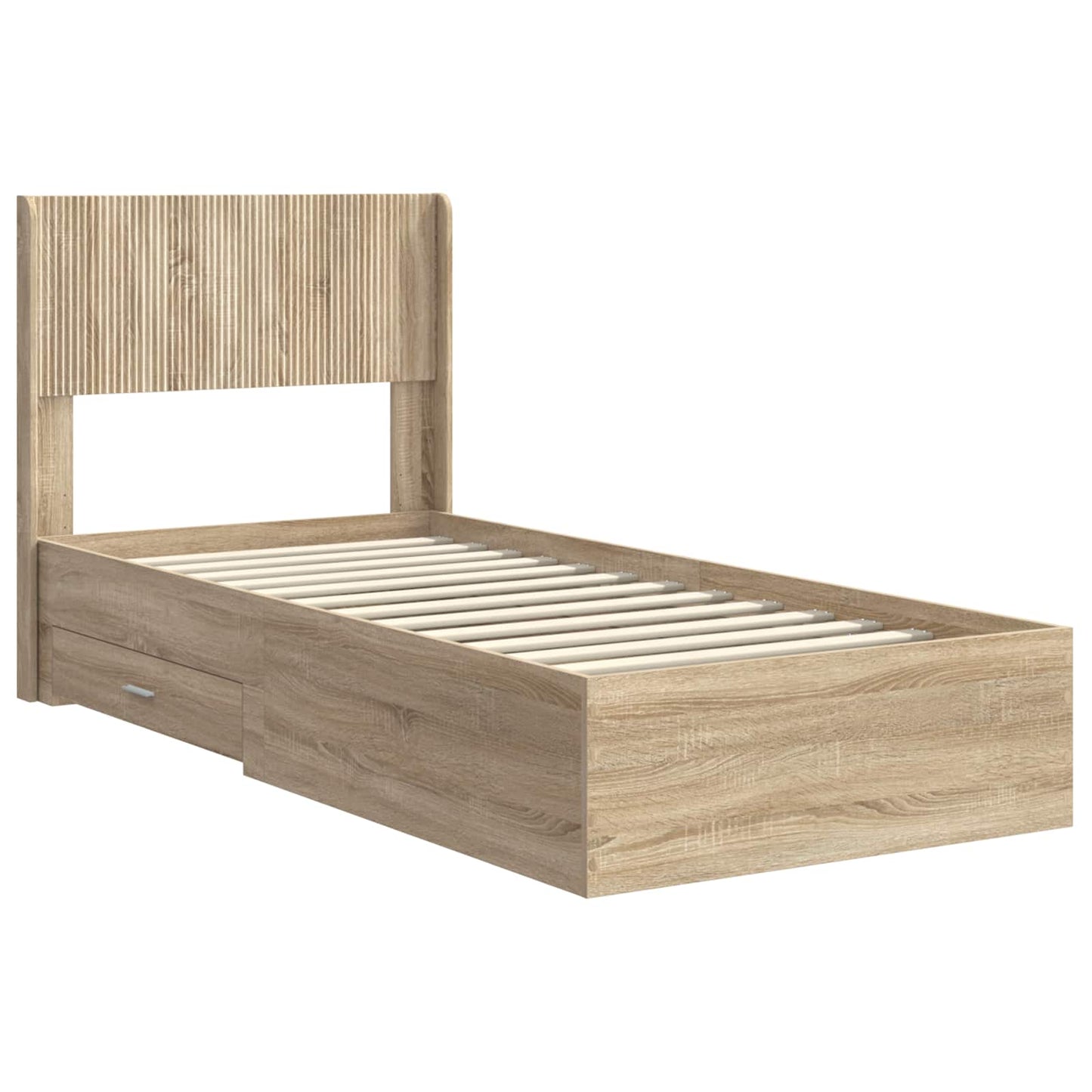 Bed Frame with Storage and Headboard Sonoma Oak 90 x 200 cm