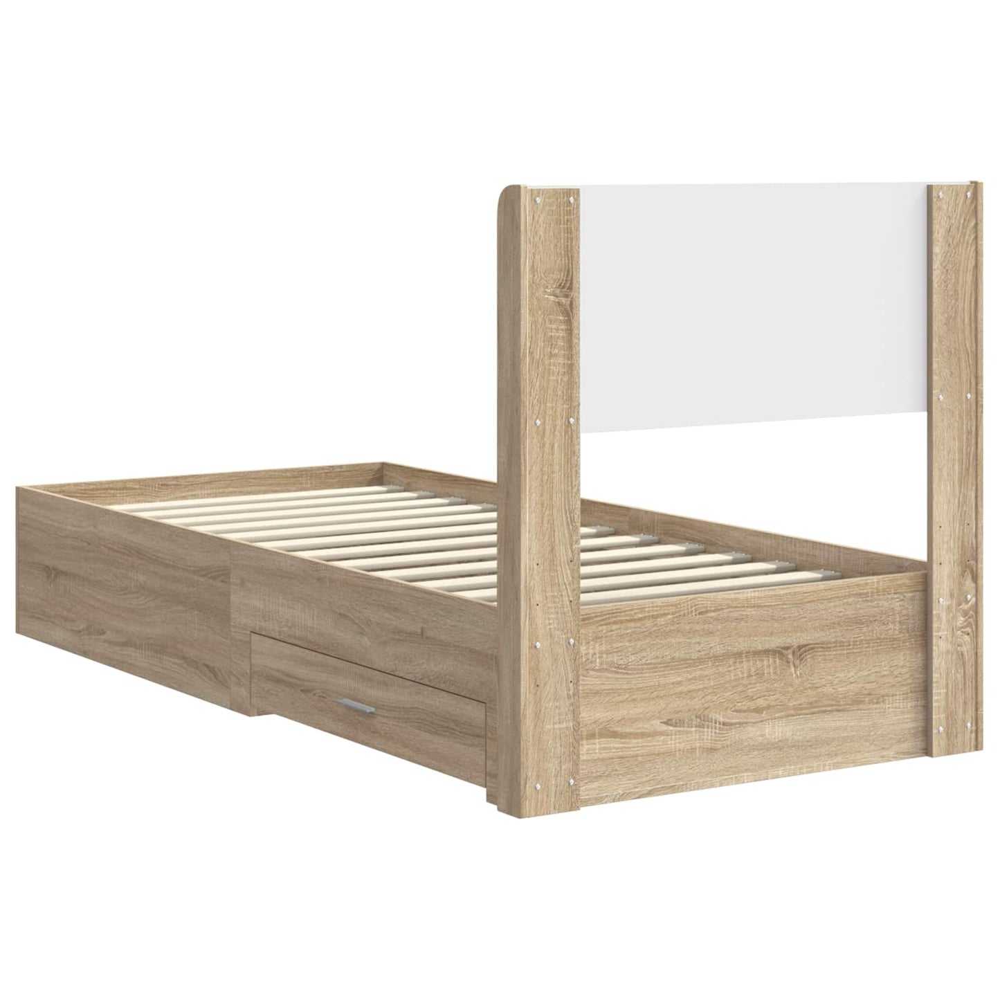 Bed Frame with Storage and Headboard Sonoma Oak 90 x 200 cm