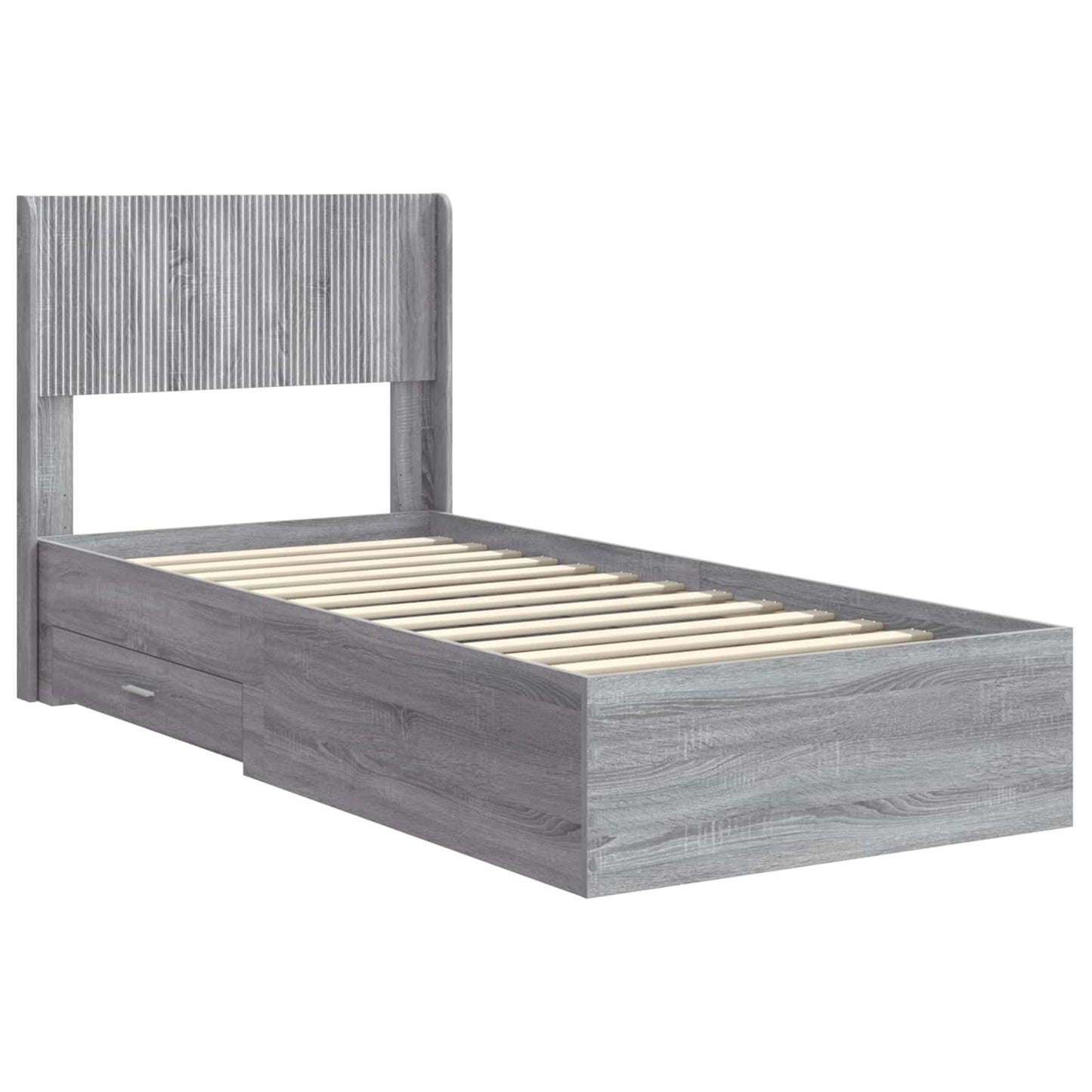 Bed Frame with Storage and Headboard Grey Sonoma 90 x 200 cm