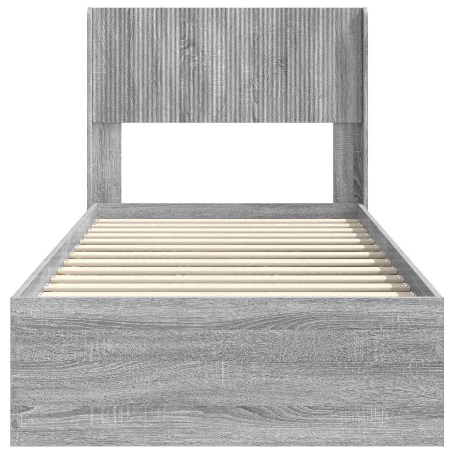 Bed Frame with Storage and Headboard Grey Sonoma 90 x 200 cm