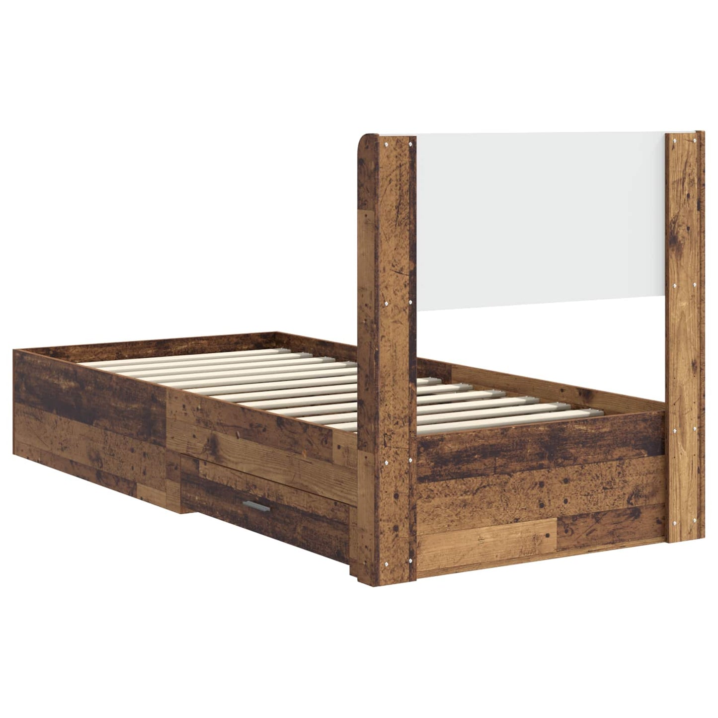 Bed Frame with Storage and Headboard Old Wood 90 x 200 cm