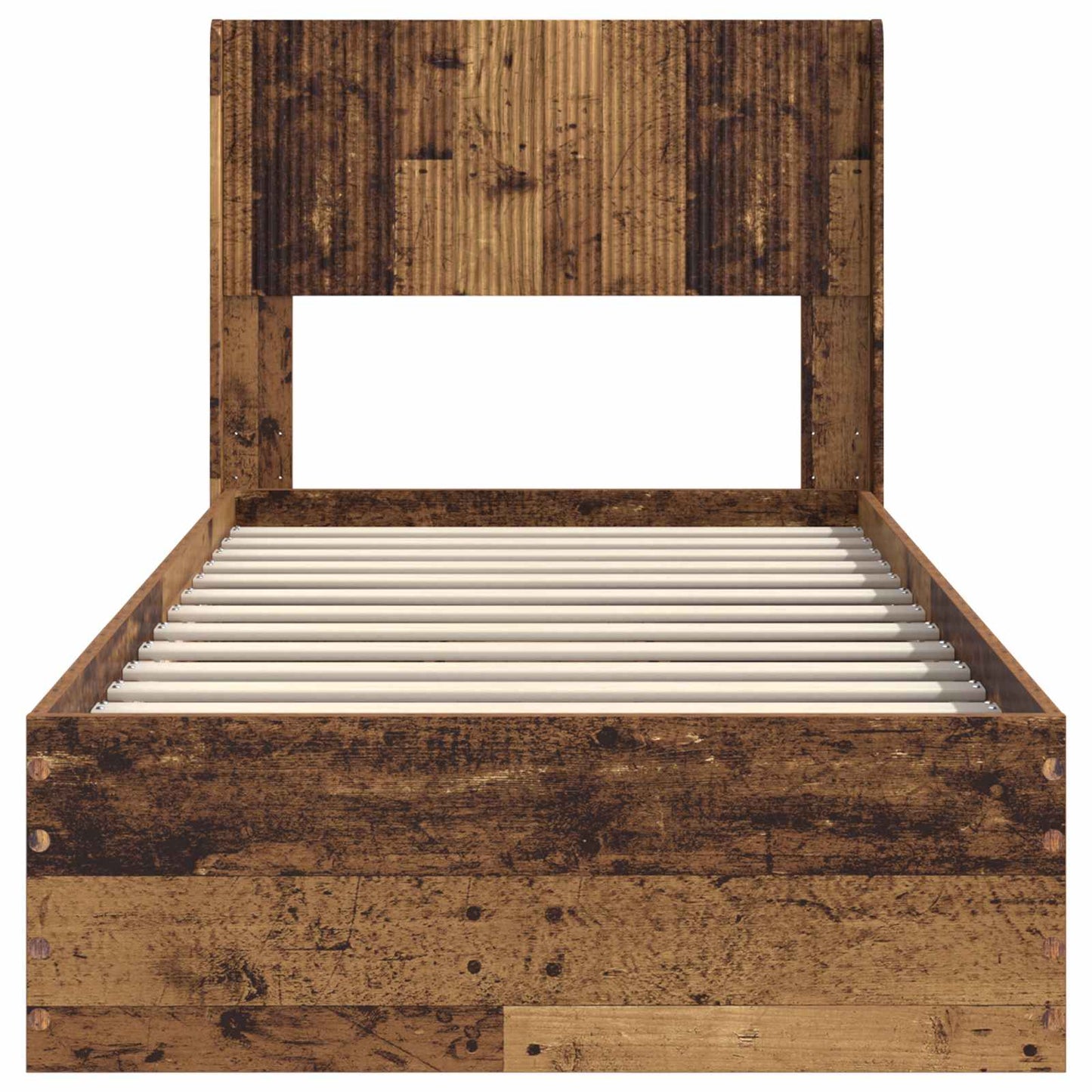 Bed Frame with Storage and Headboard Old Wood 90 x 200 cm