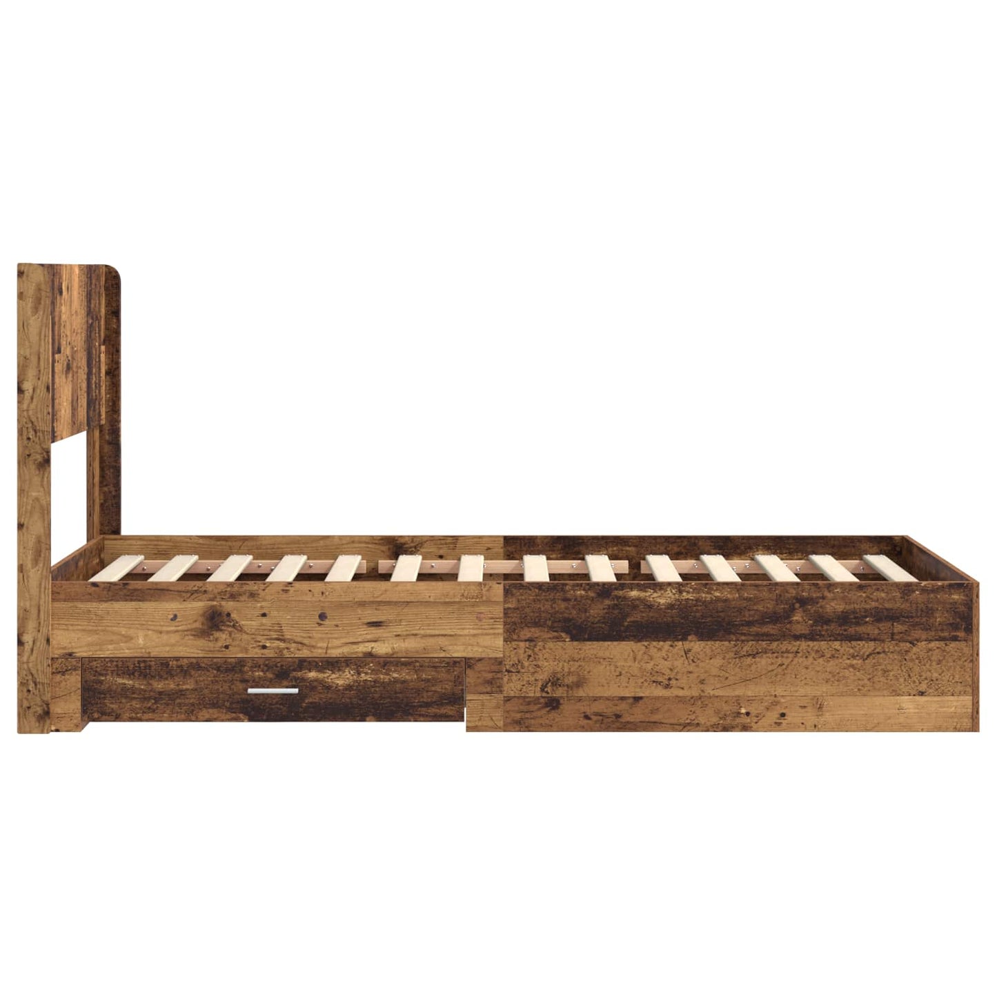 Bed Frame with Storage and Headboard Old Wood 90 x 200 cm