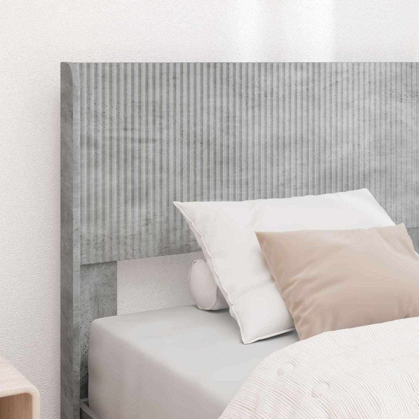 Bed Frame with Storage and Headboard Concrete Grey 90 x 190 cm