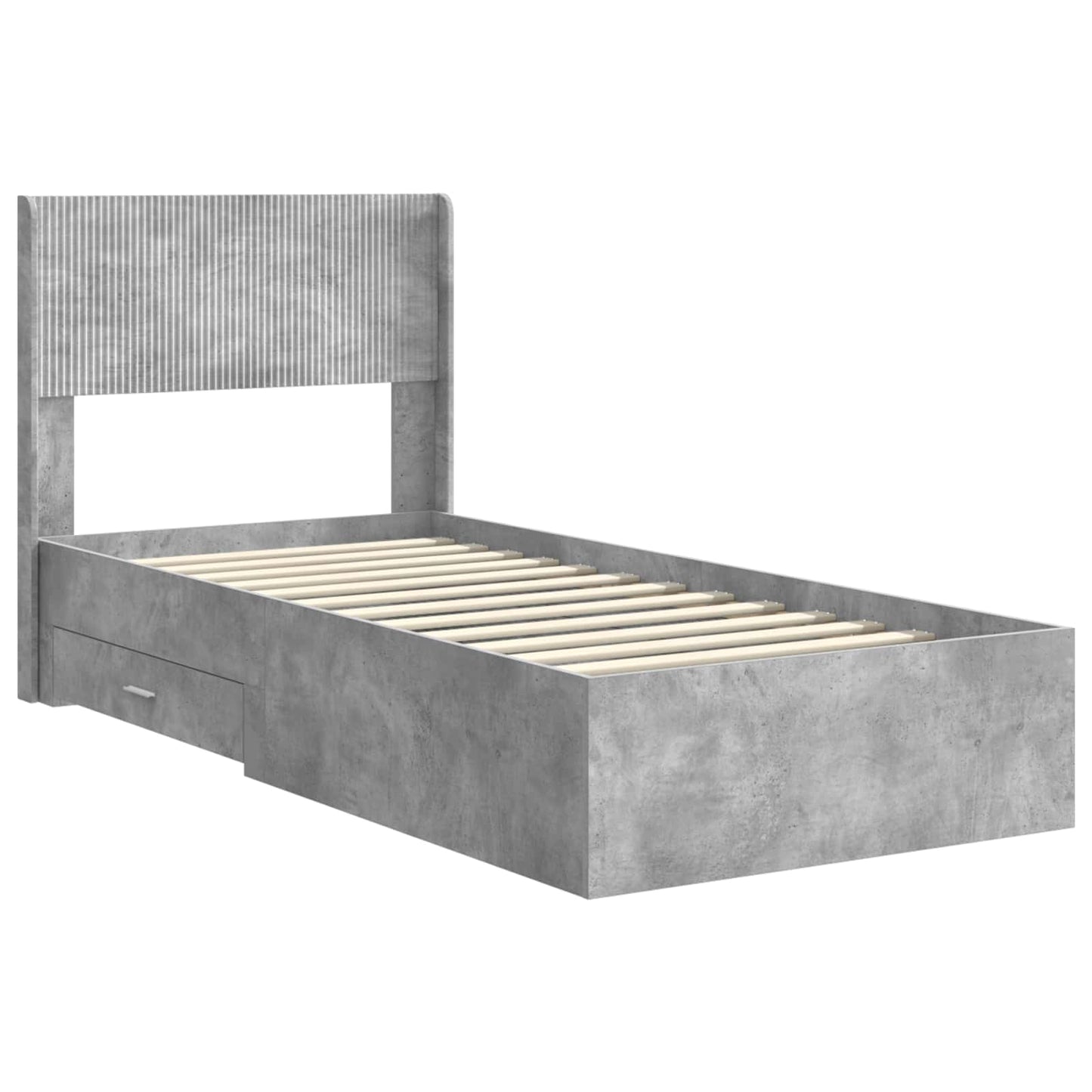 Bed Frame with Storage and Headboard Concrete Grey 90 x 190 cm