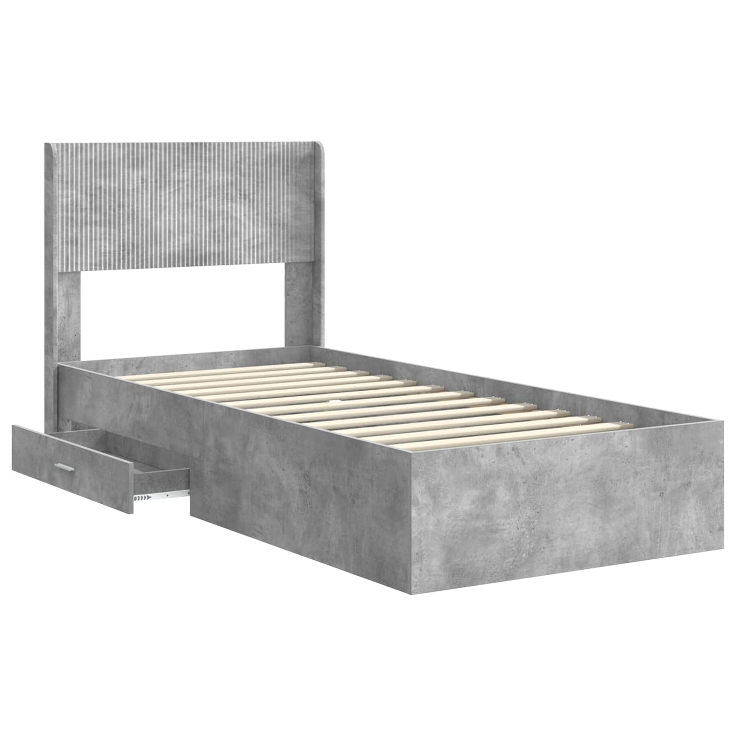 Bed Frame with Storage and Headboard Concrete Grey 90 x 190 cm