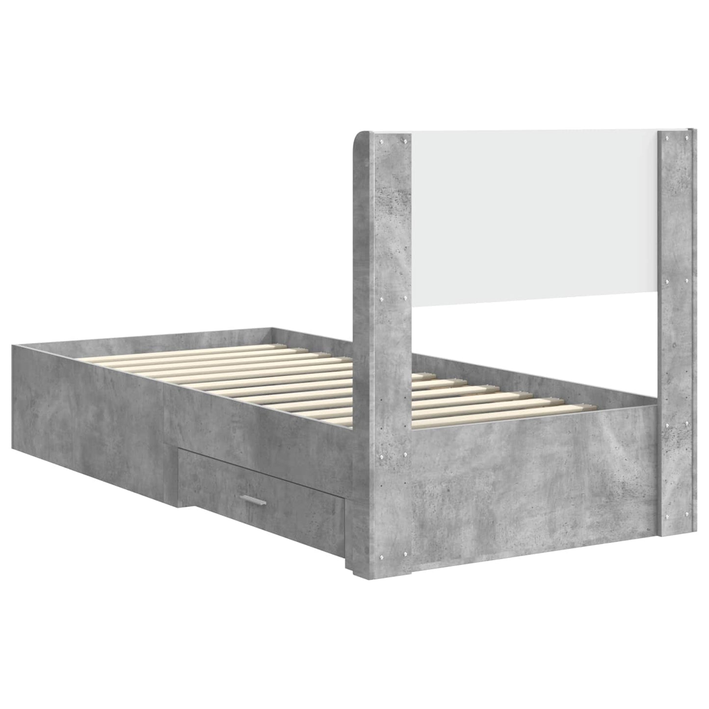 Bed Frame with Storage and Headboard Concrete Grey 90 x 190 cm
