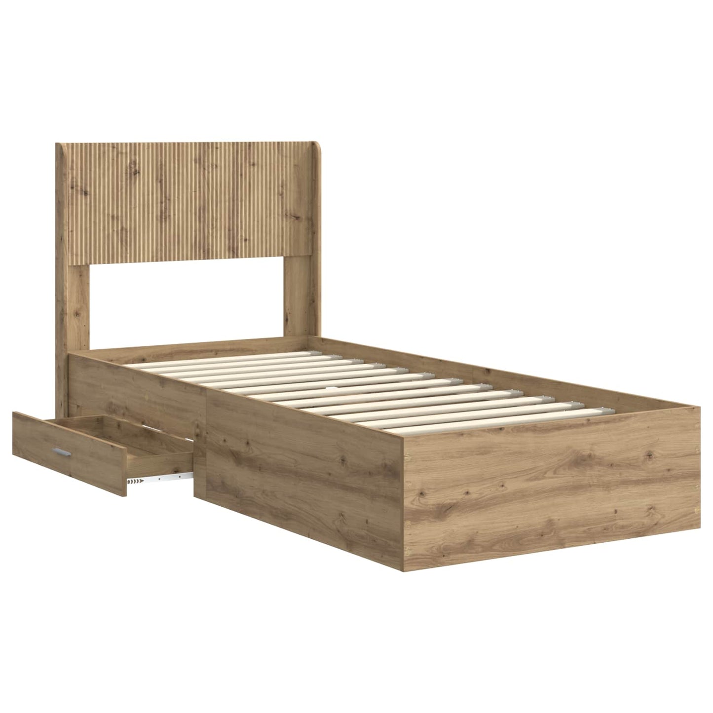 Bed Frame with Storage and Headboard Artisan Oak 90 x 190 cm