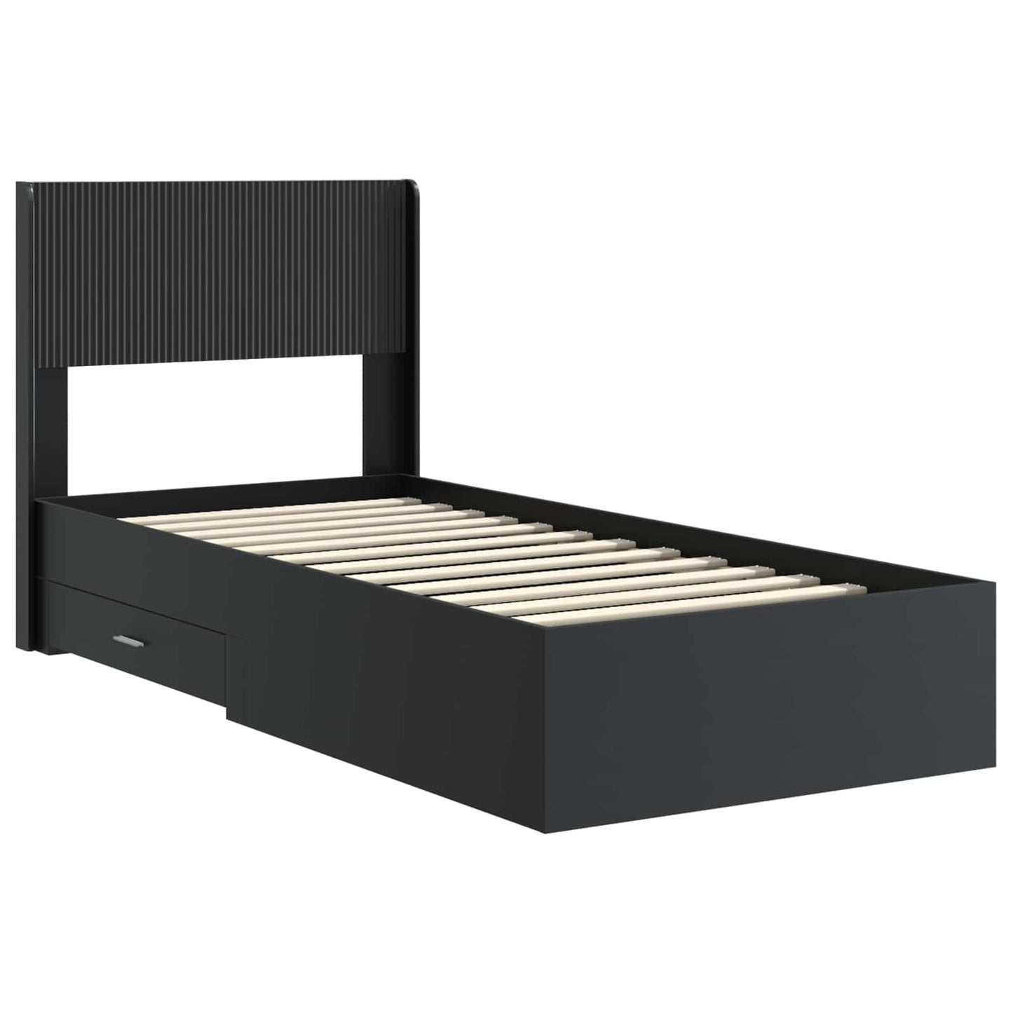 Bed Frame with Storage and Headboard Black 75 x 190 cm