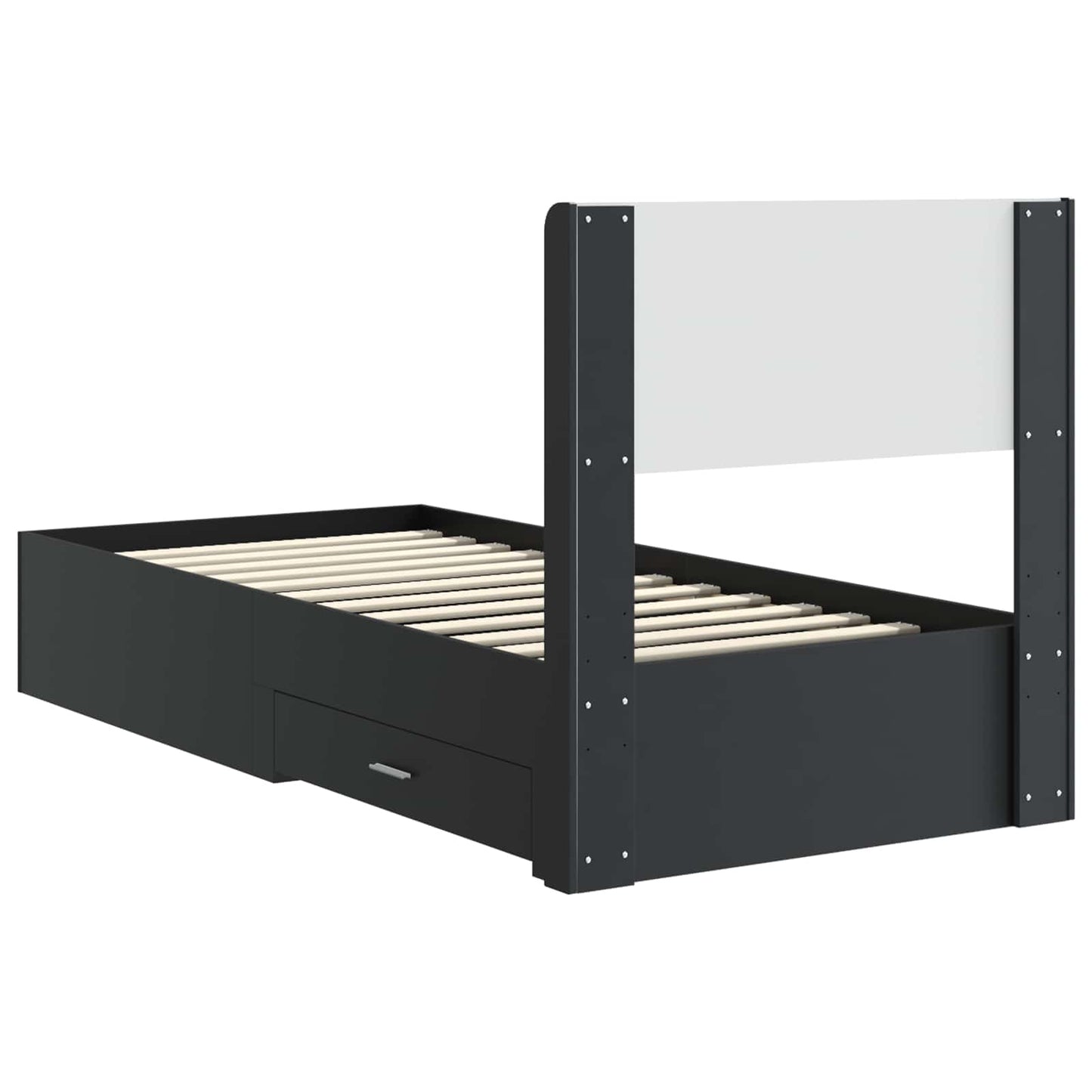 Bed Frame with Storage and Headboard Black 75 x 190 cm