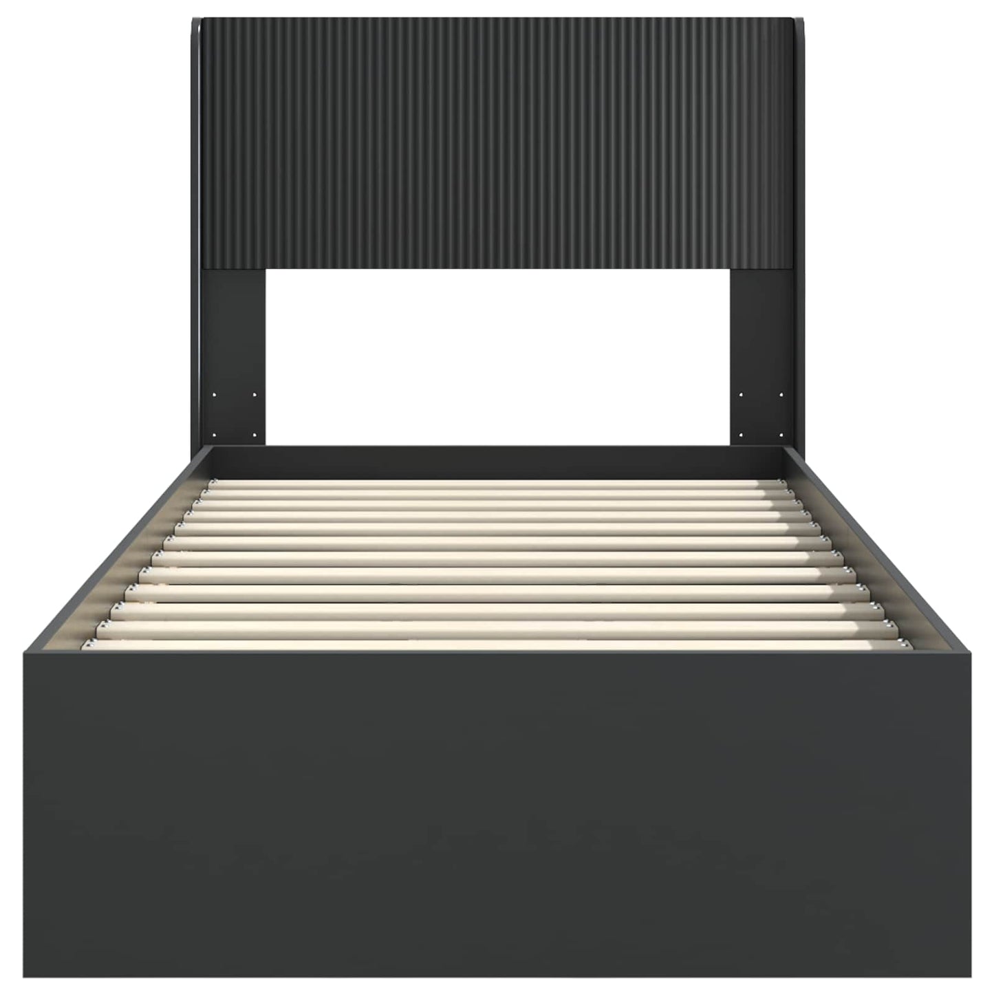 Bed Frame with Storage and Headboard Black 75 x 190 cm