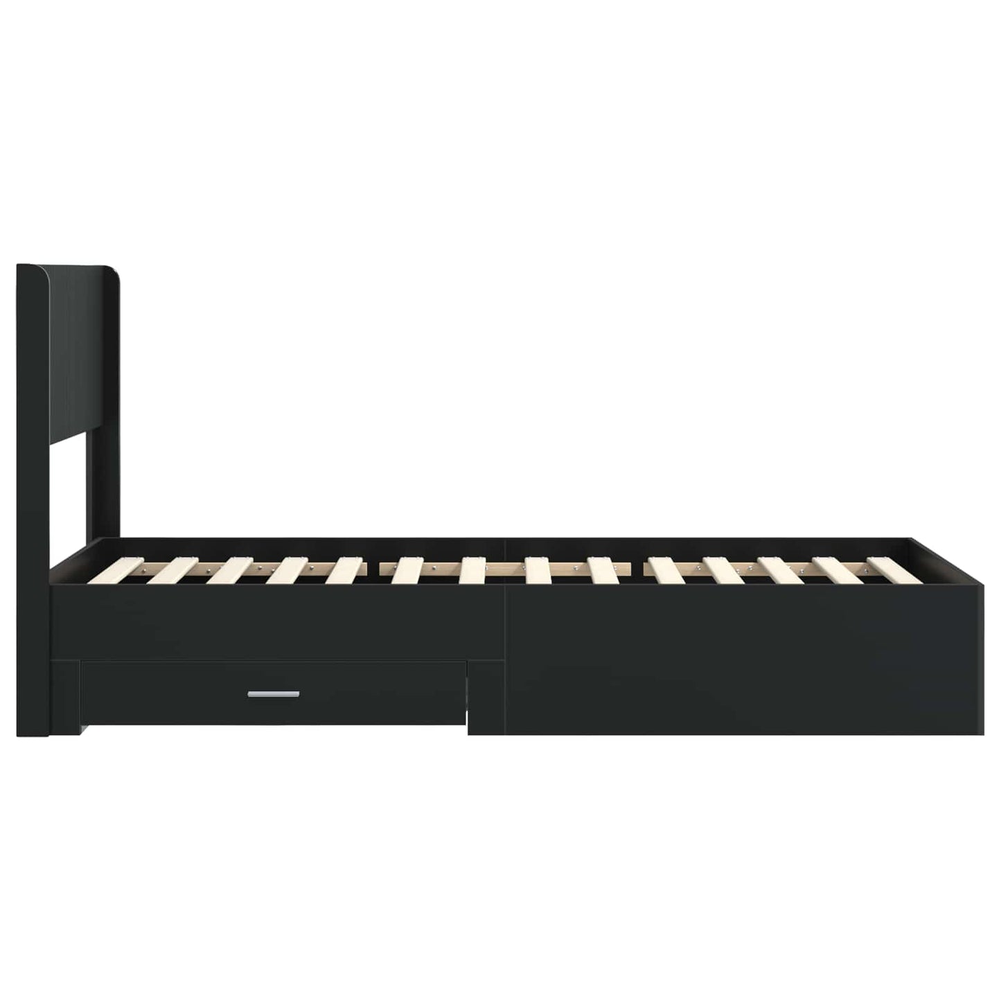 Bed Frame with Storage and Headboard Black 75 x 190 cm