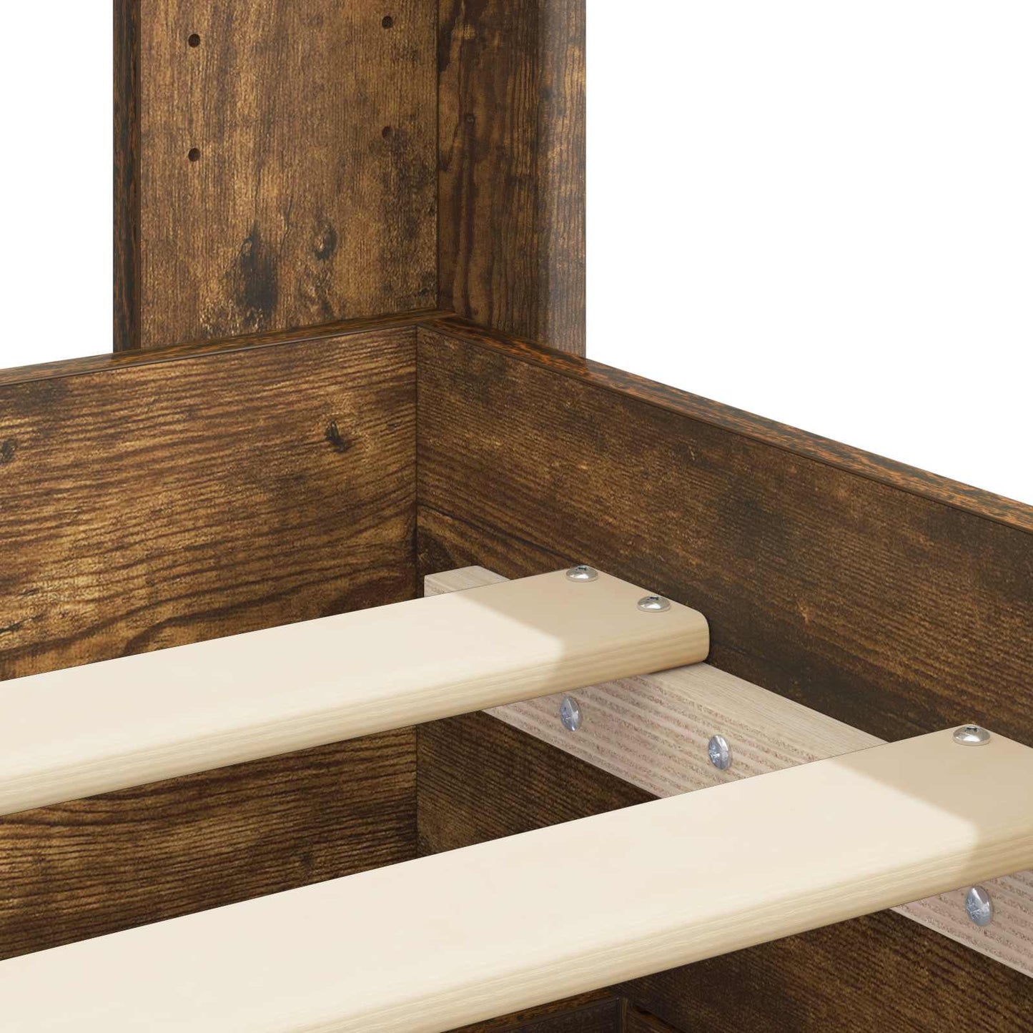 Bed Frame with Storage and Headboard Smoked Oak 75 x 190 cm