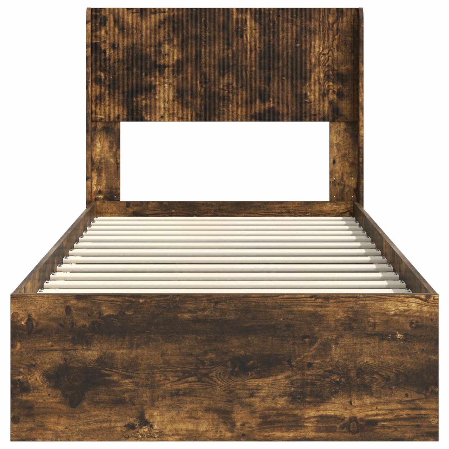 Bed Frame with Storage and Headboard Smoked Oak 75 x 190 cm