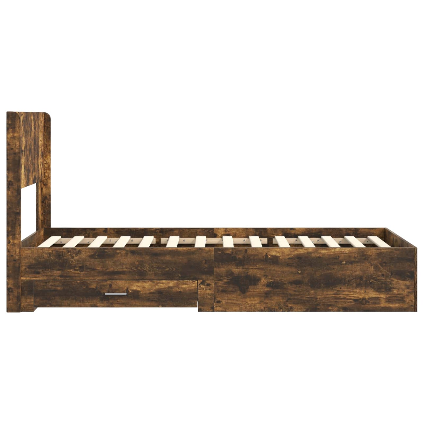 Bed Frame with Storage and Headboard Smoked Oak 75 x 190 cm