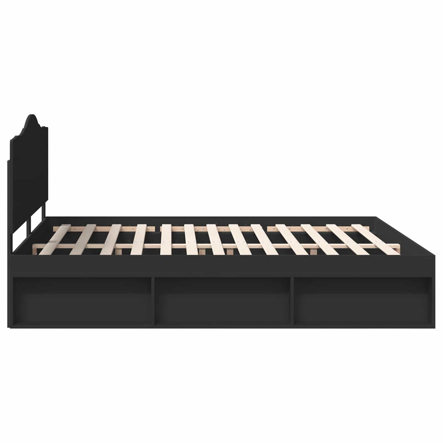 Bed Frame with Headboard Black 200 x 200 cm Solid Pine Wood
