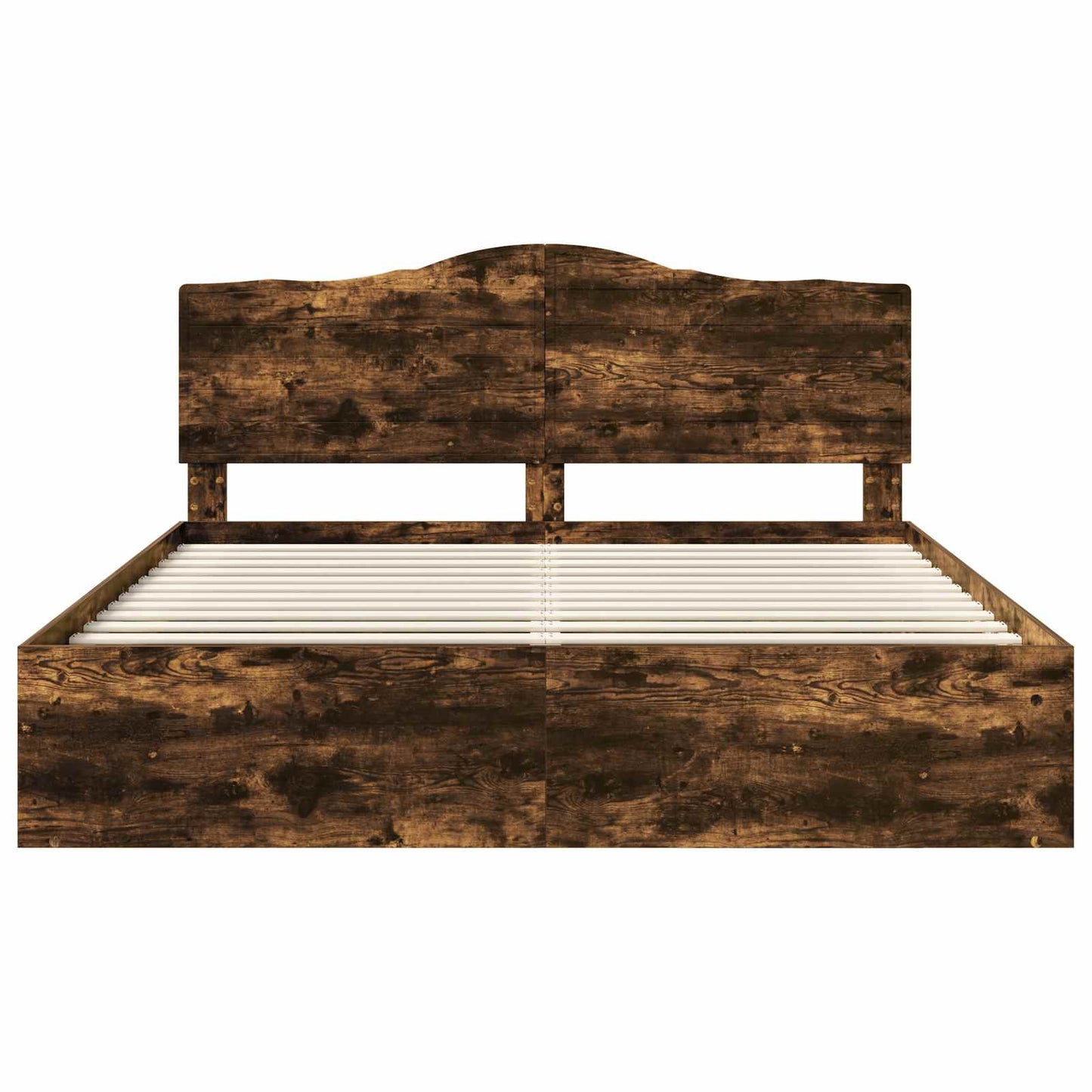 Bed Frame Smoked Oak 200 x 200 cm Solid Pine Wood