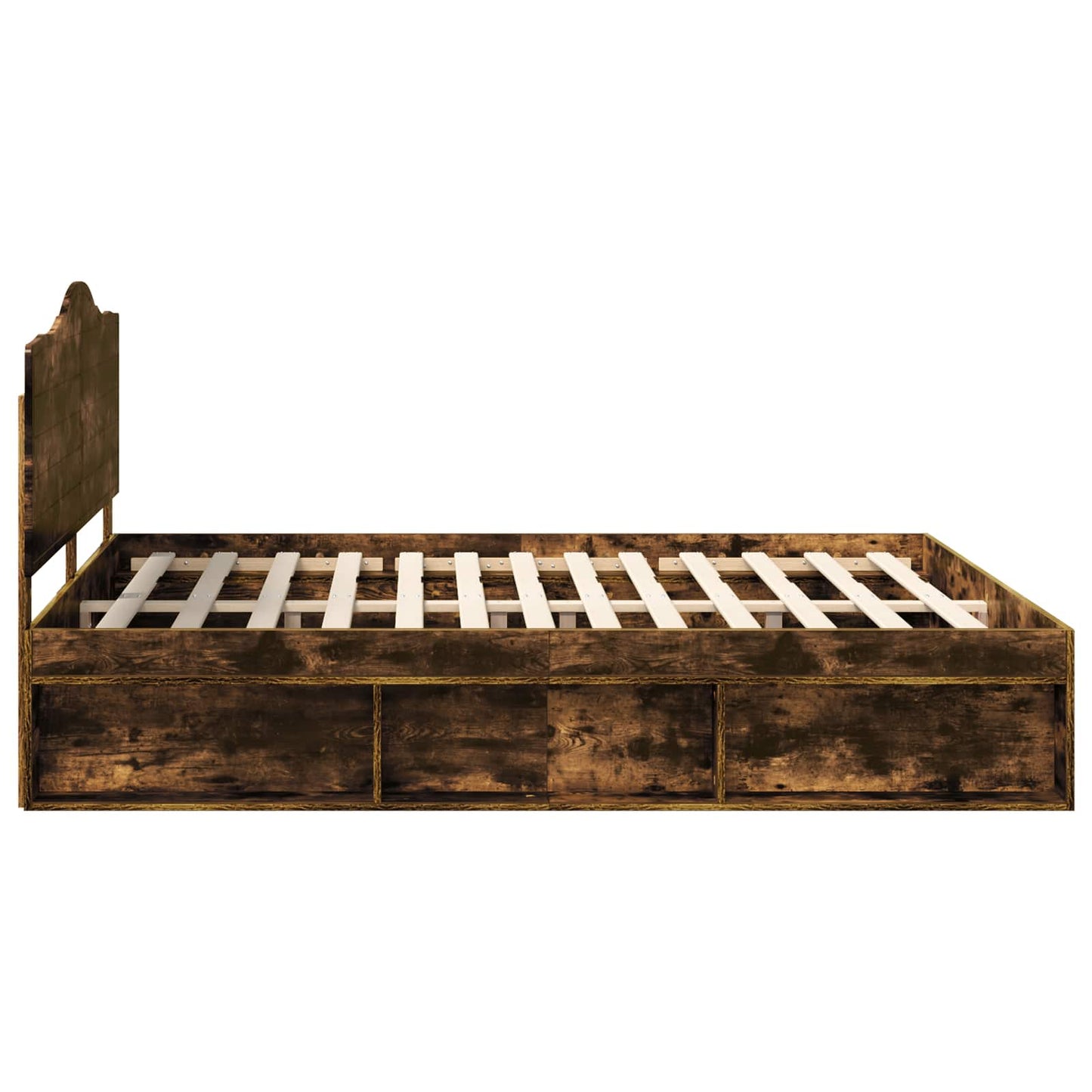 Bed Frame Smoked Oak 200 x 200 cm Solid Pine Wood