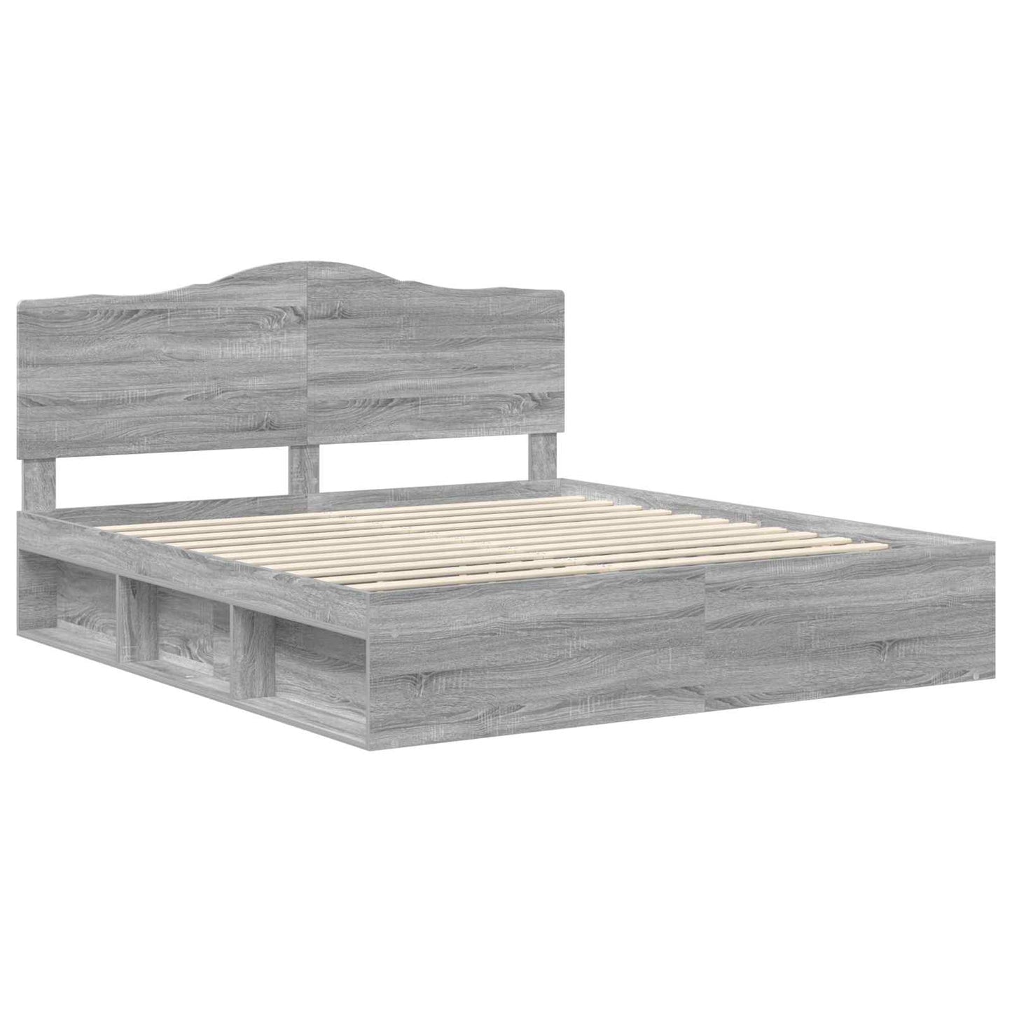 Bed Frame Grey Sonoma 200 x 200 cm Solid Pine Wood