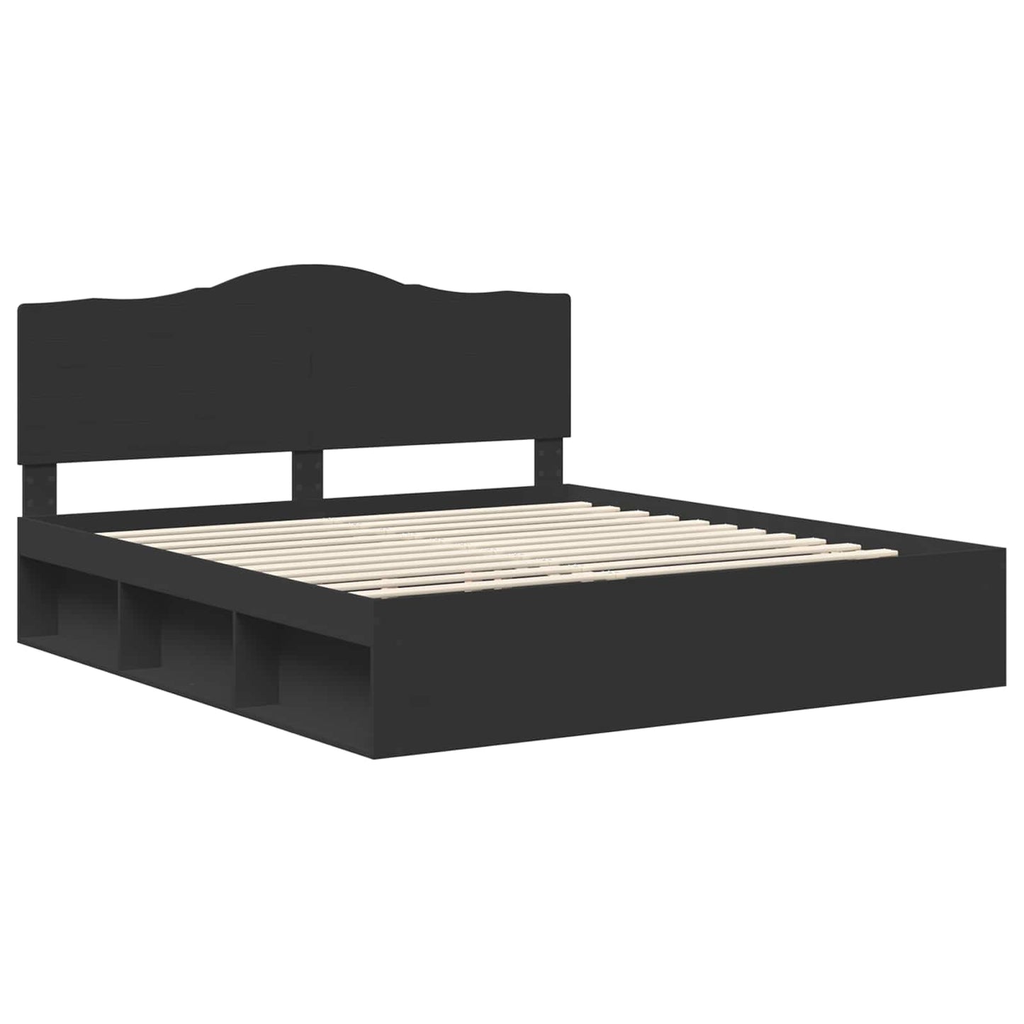Bed Frame with Headboard Black 180 x 200 cm Solid Pine Wood