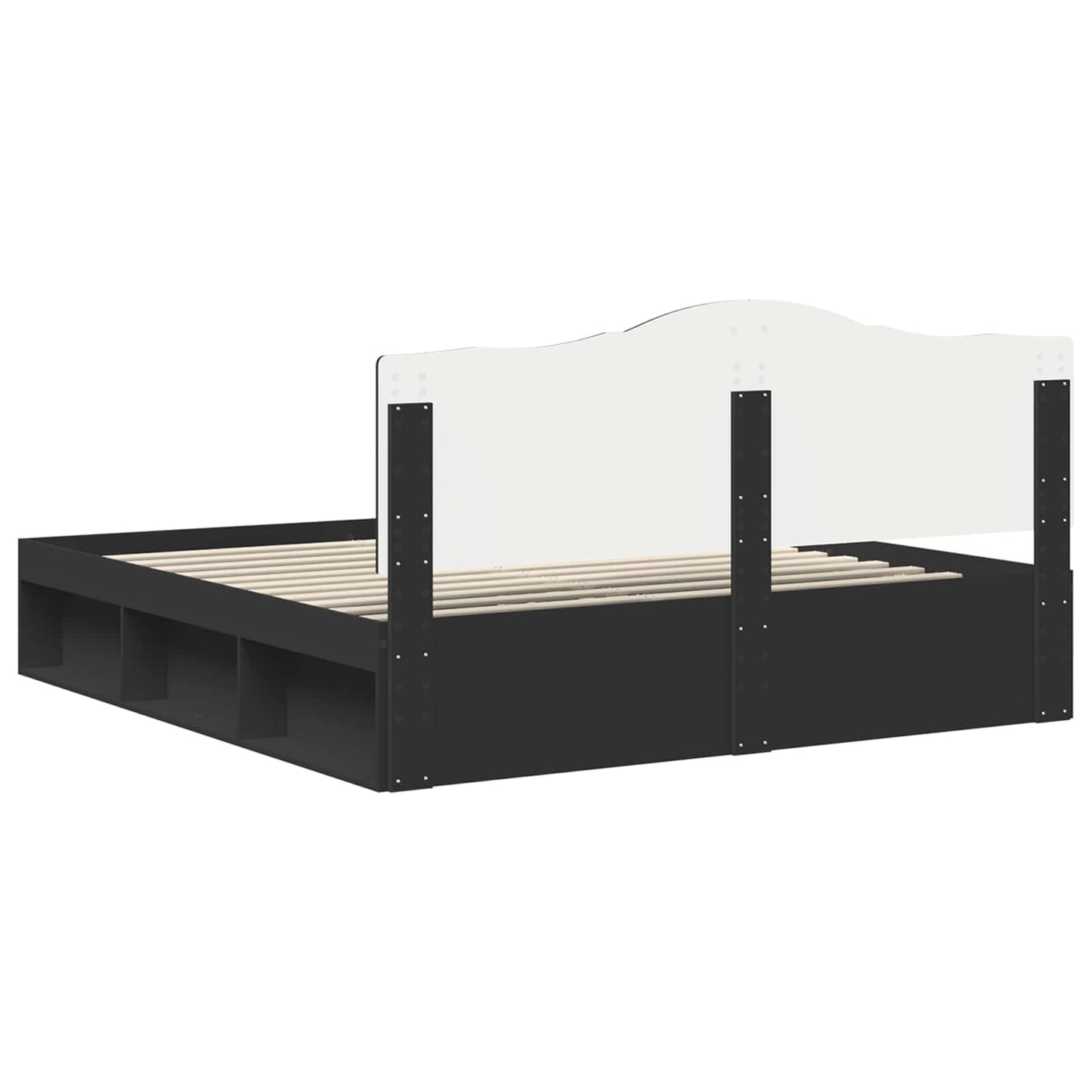 Bed Frame with Headboard Black 180 x 200 cm Solid Pine Wood