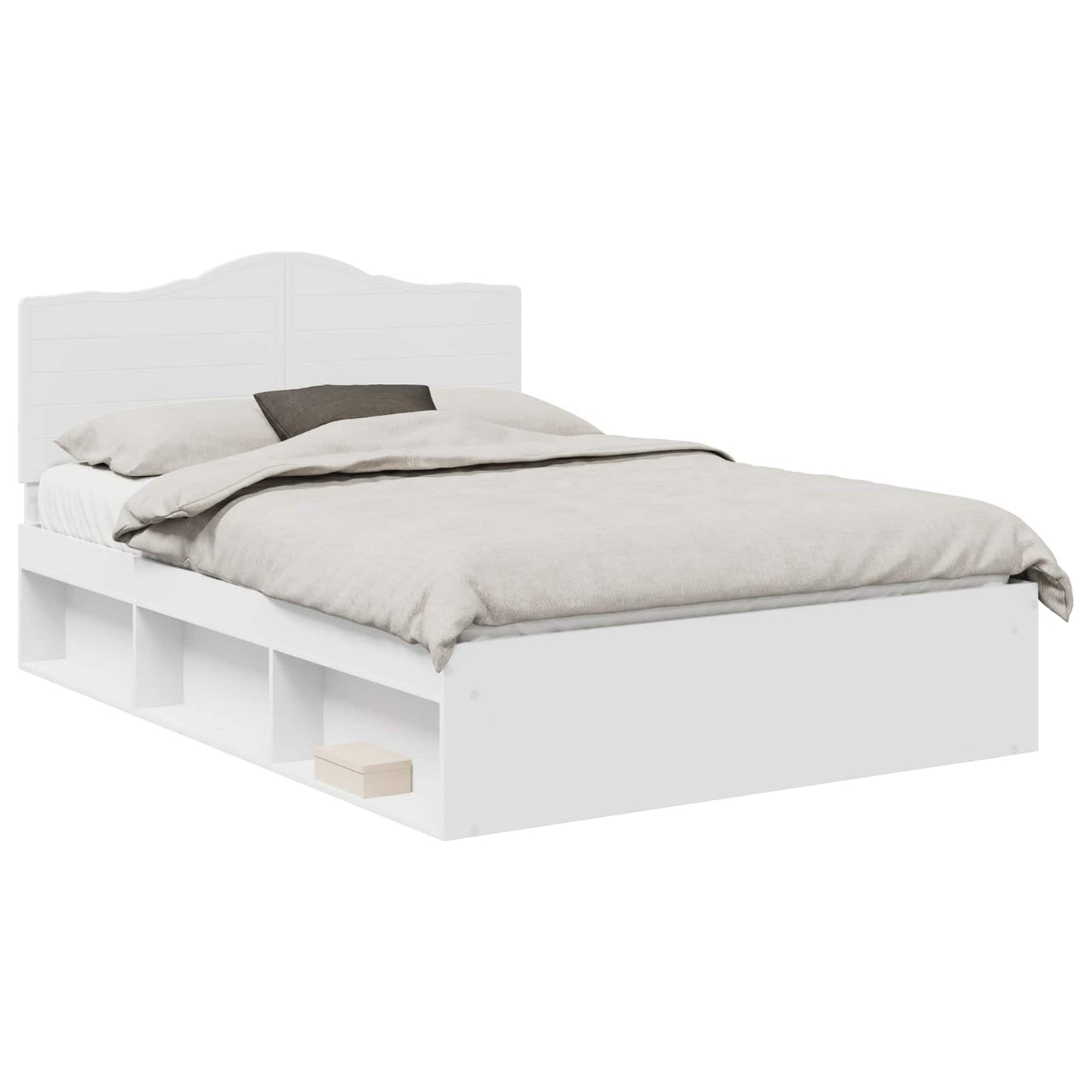 Bed Frame with Headboard White 160 x 200 cm Solid Pine Wood