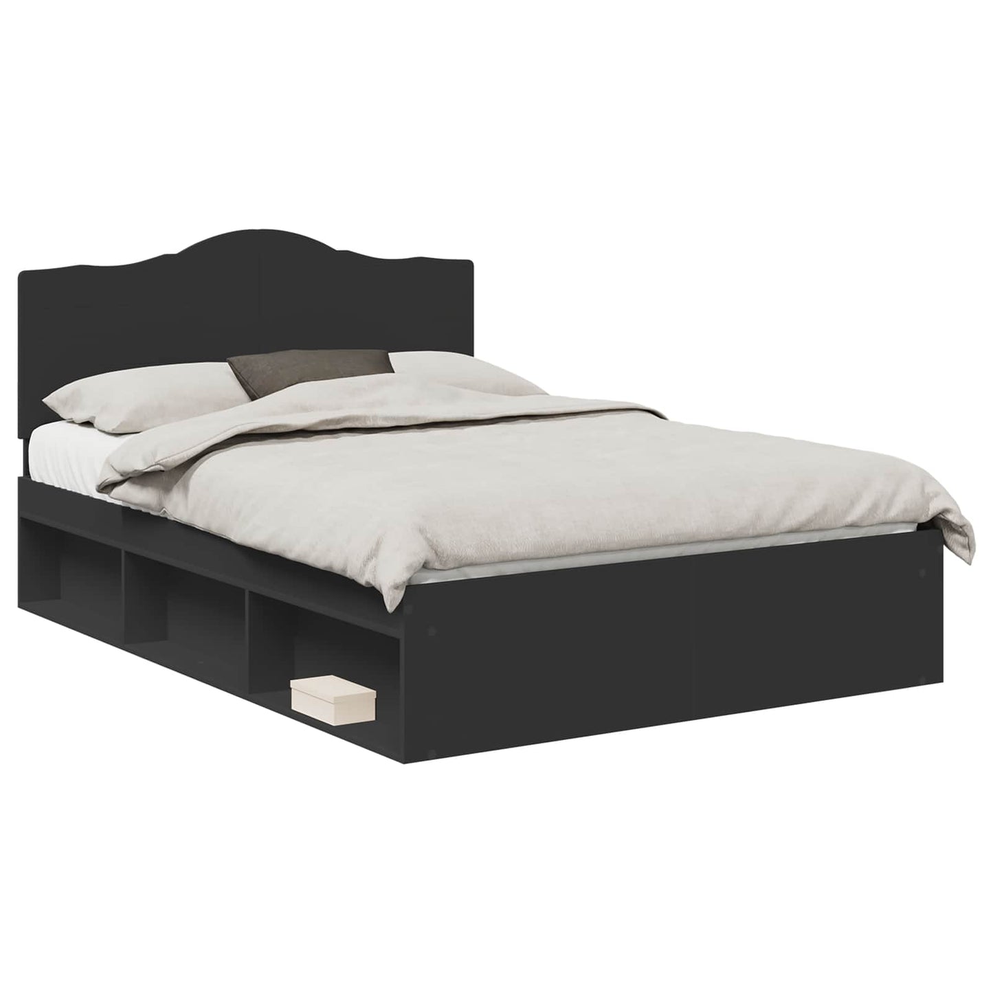 Bed Frame with Headboard Black 160 x 200 cm Solid Pine Wood