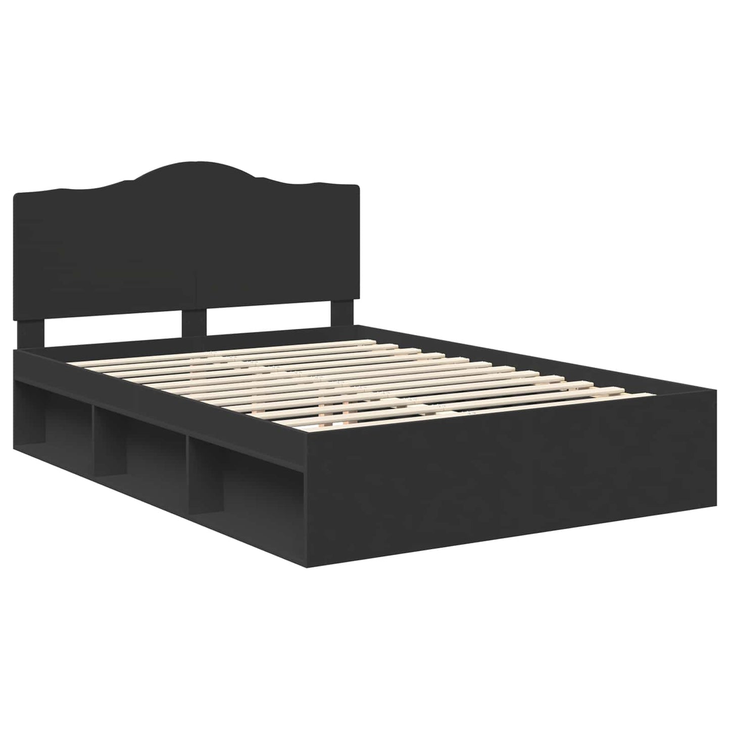Bed Frame with Headboard Black 160 x 200 cm Solid Pine Wood
