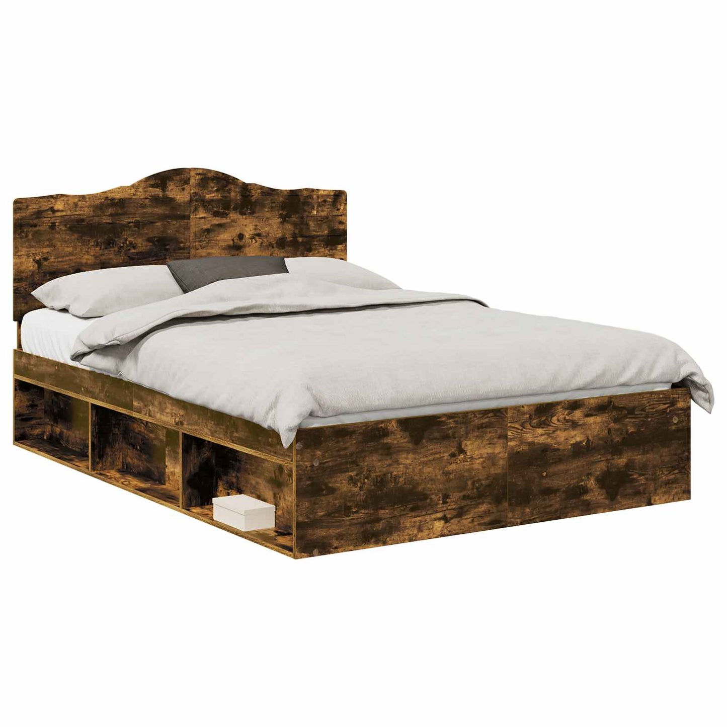 Bed Frame Smoked Oak 160 x 200 cm Solid Pine Wood