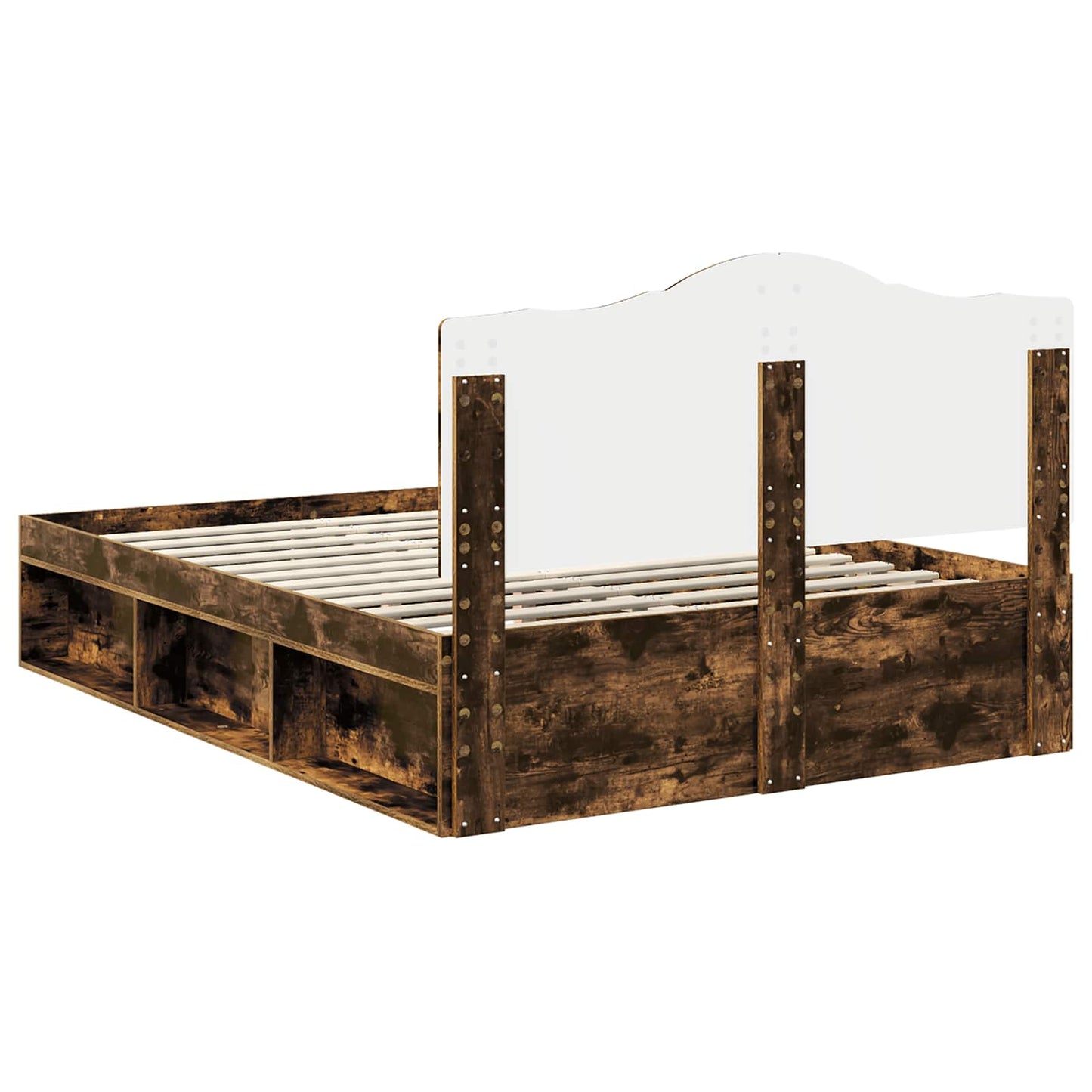Bed Frame Smoked Oak 160 x 200 cm Solid Pine Wood