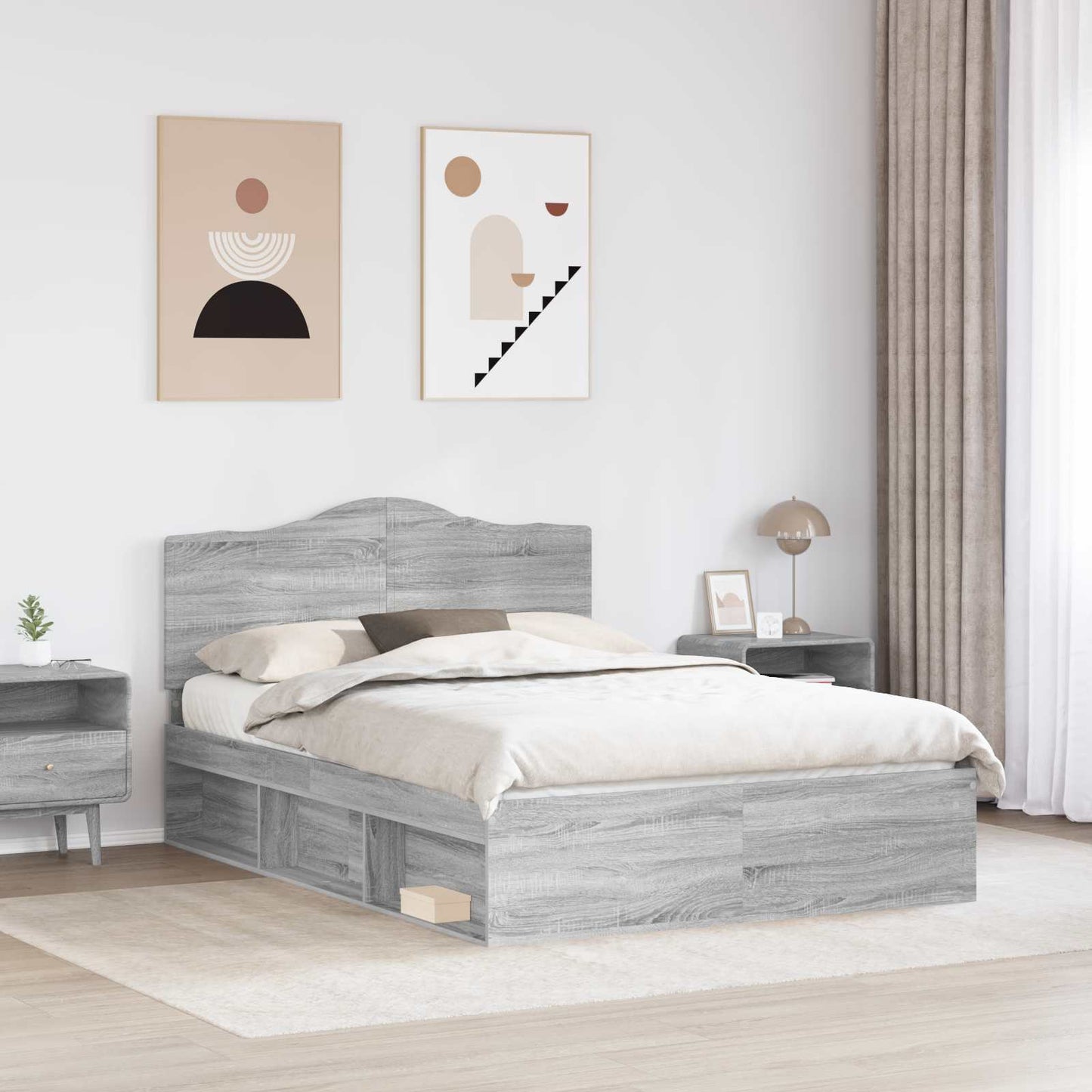 Bed Frame Grey Sonoma 160 x 200 cm Solid Pine Wood
