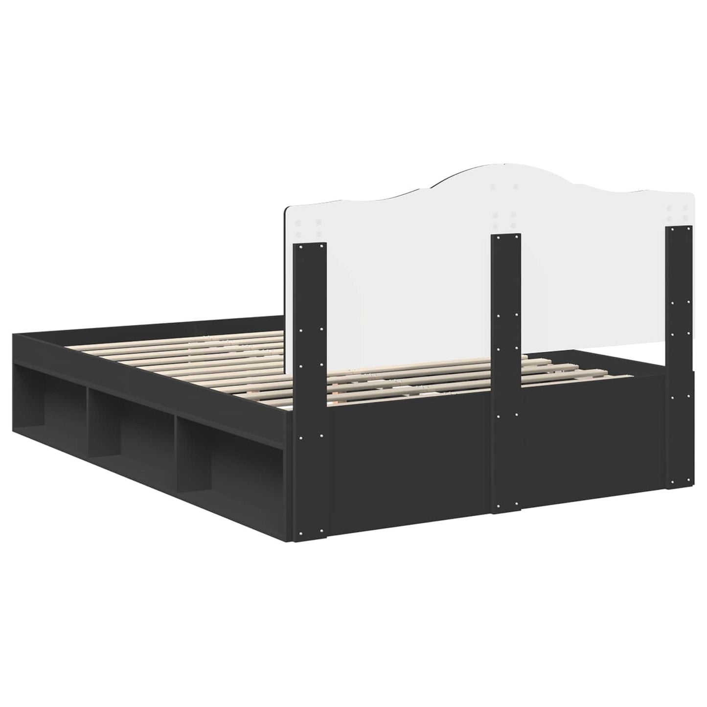Bed Frame with Headboard Black 150 x 200 cm Solid Pine Wood