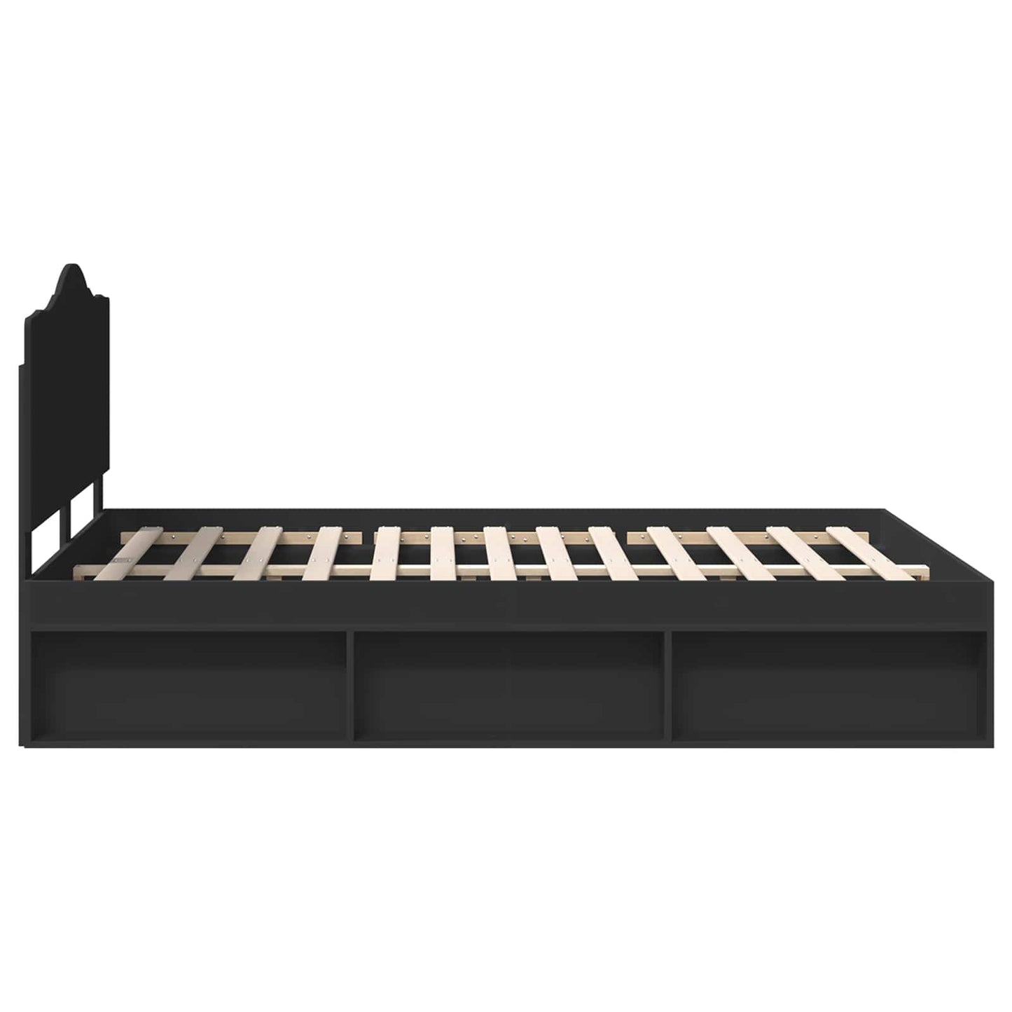 Bed Frame with Headboard Black 150 x 200 cm Solid Pine Wood