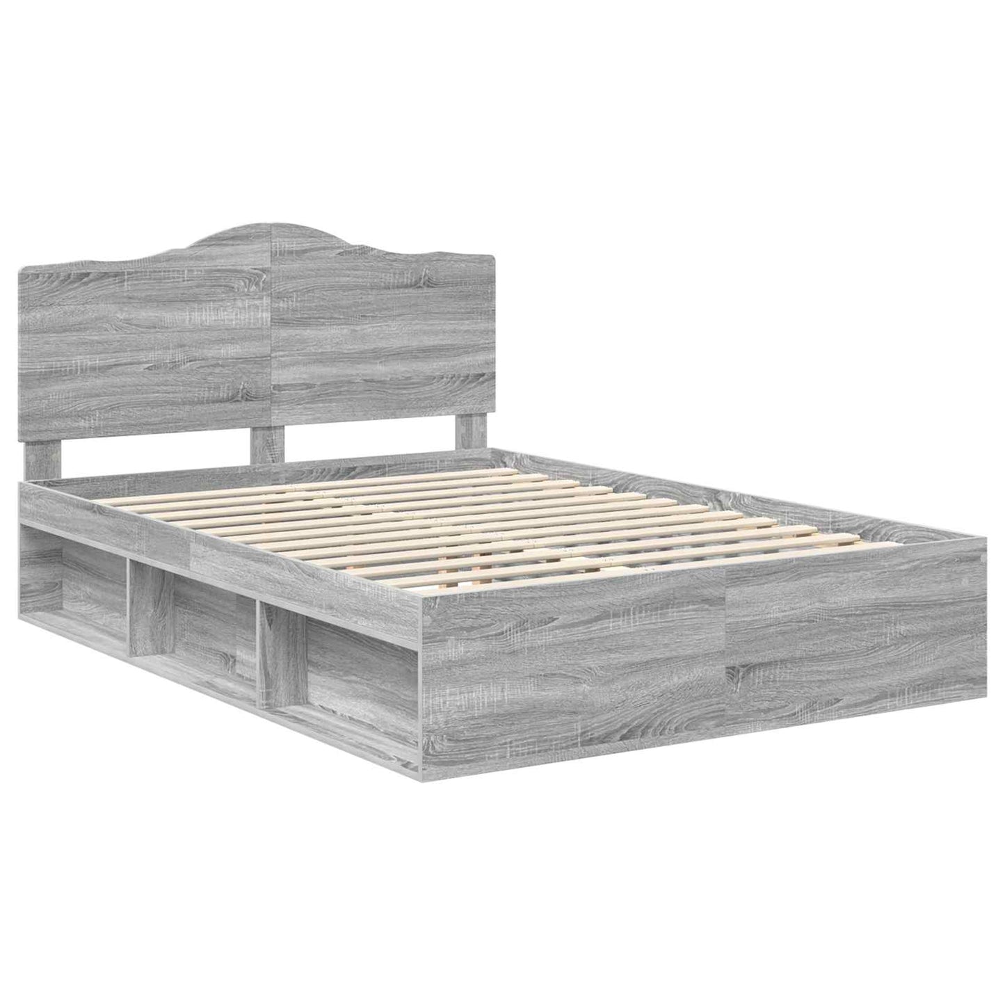 Bed Frame Grey Sonoma 150 x 200 cm Solid Pine Wood