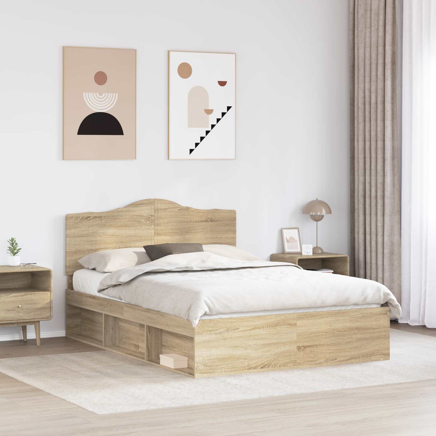 Bed Frame with Headboard Sonoma 140 x 200 cm Solid Pine Wood