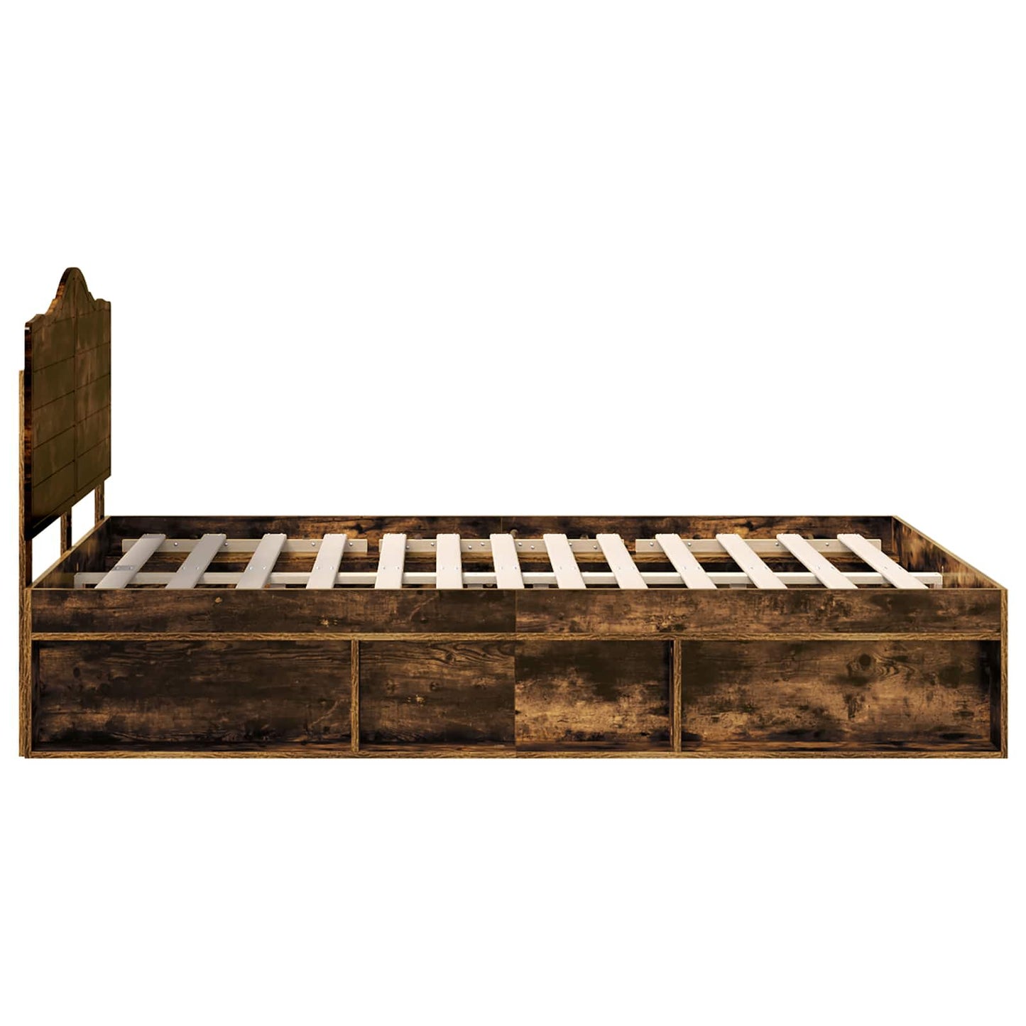 Bed Frame Smoked Oak 140 x 200 cm Solid Pine Wood