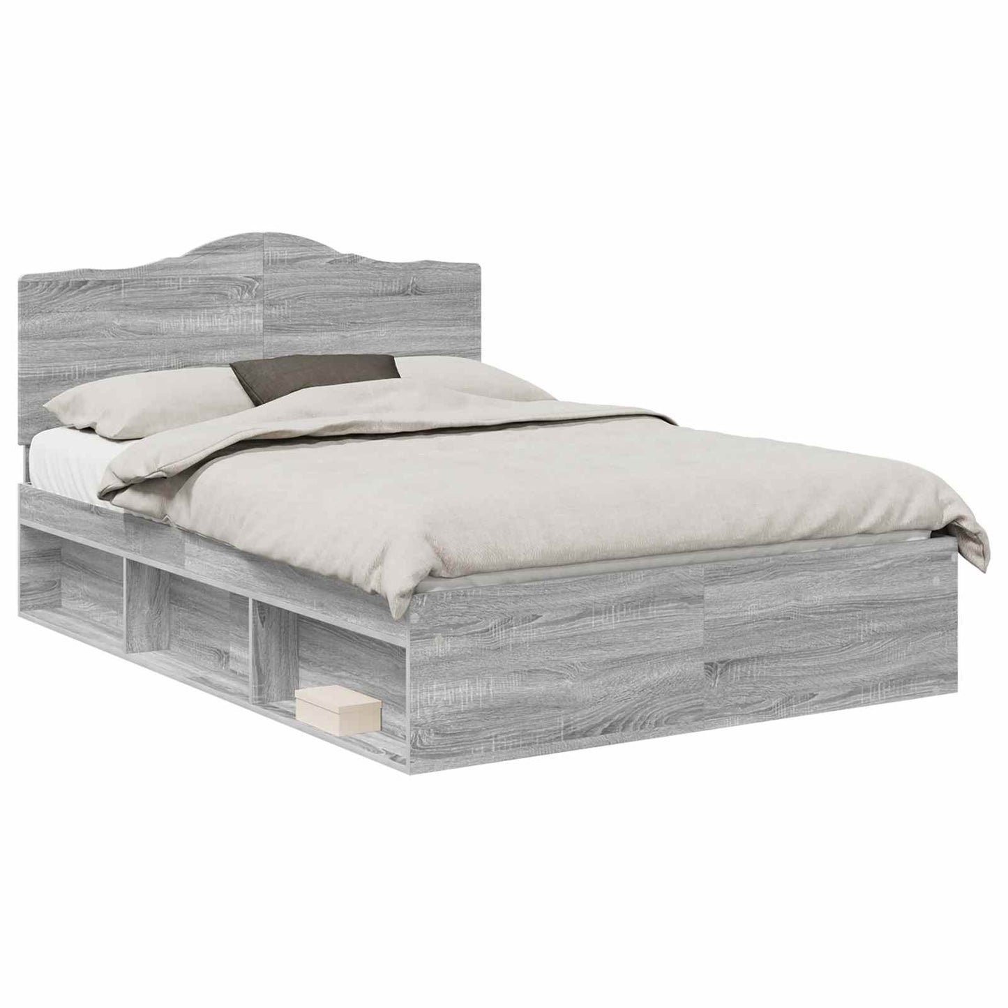Bed Frame Grey Sonoma 140 x 200 cm Solid Pine Wood