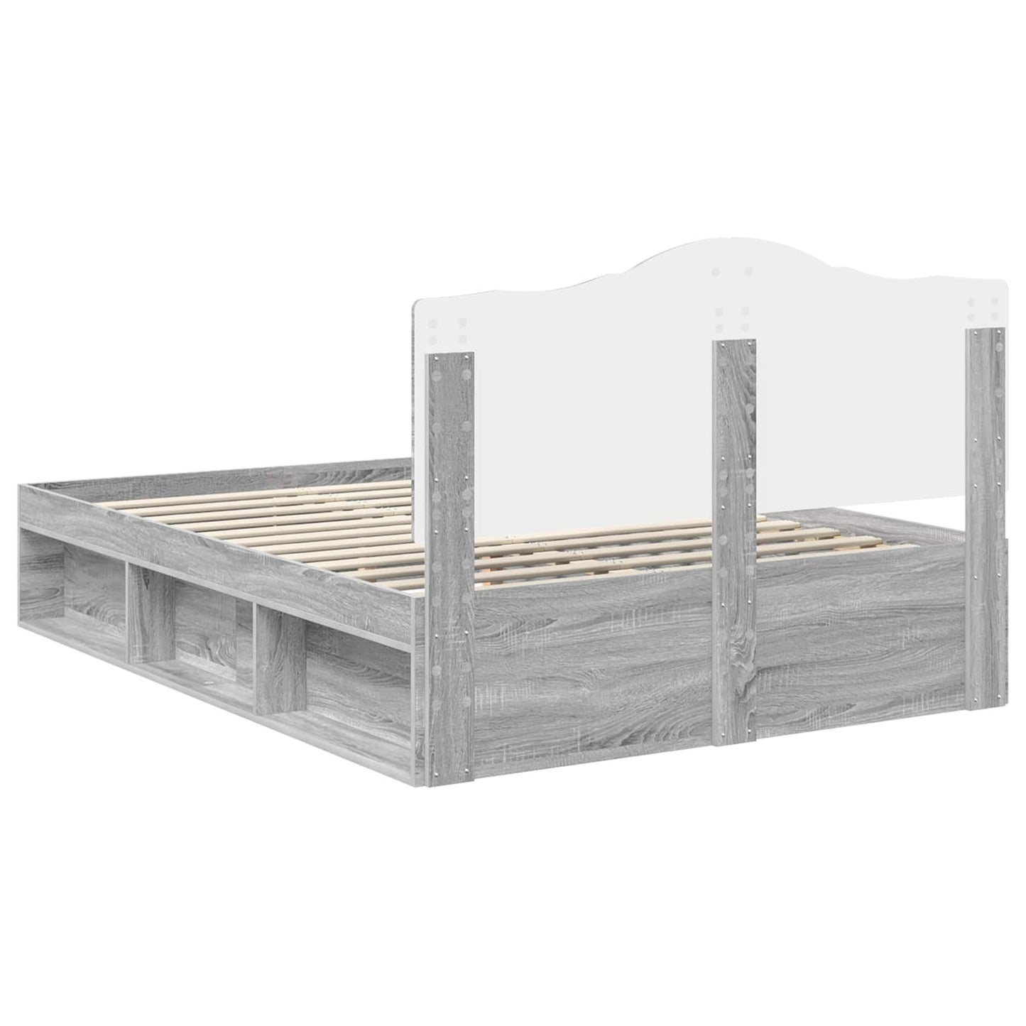 Bed Frame Grey Sonoma 140 x 200 cm Solid Pine Wood