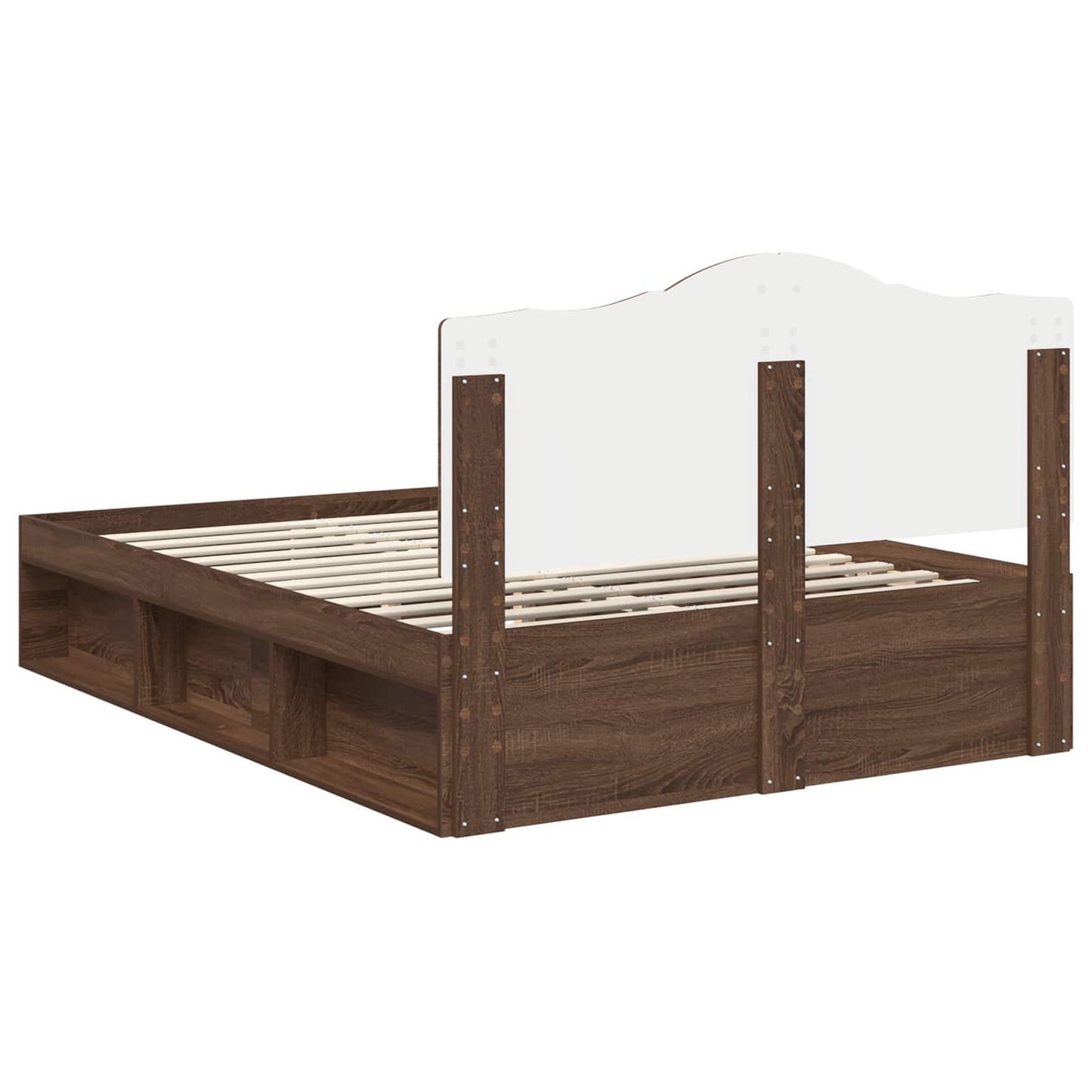 Bed Frame with Headboard Brown Oak 140 x 200 cm Solid Pine Wood