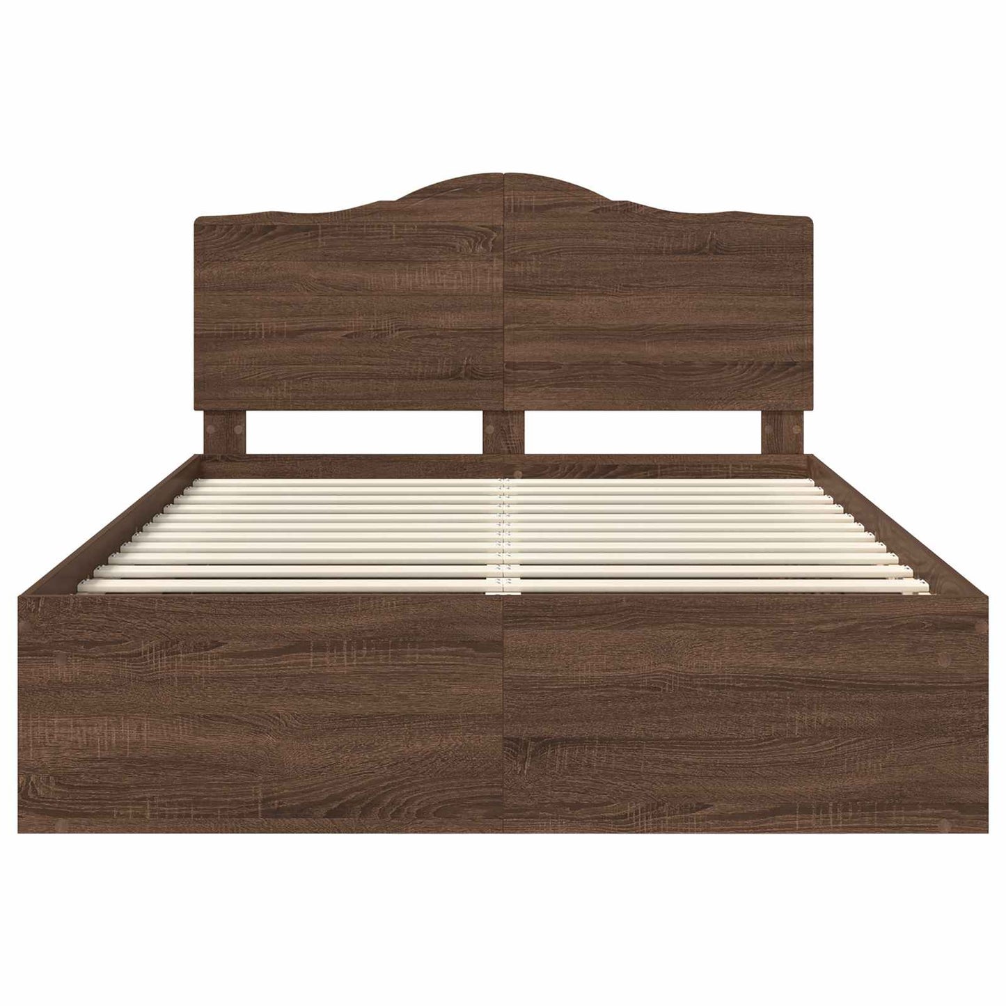Bed Frame with Headboard Brown Oak 140 x 200 cm Solid Pine Wood