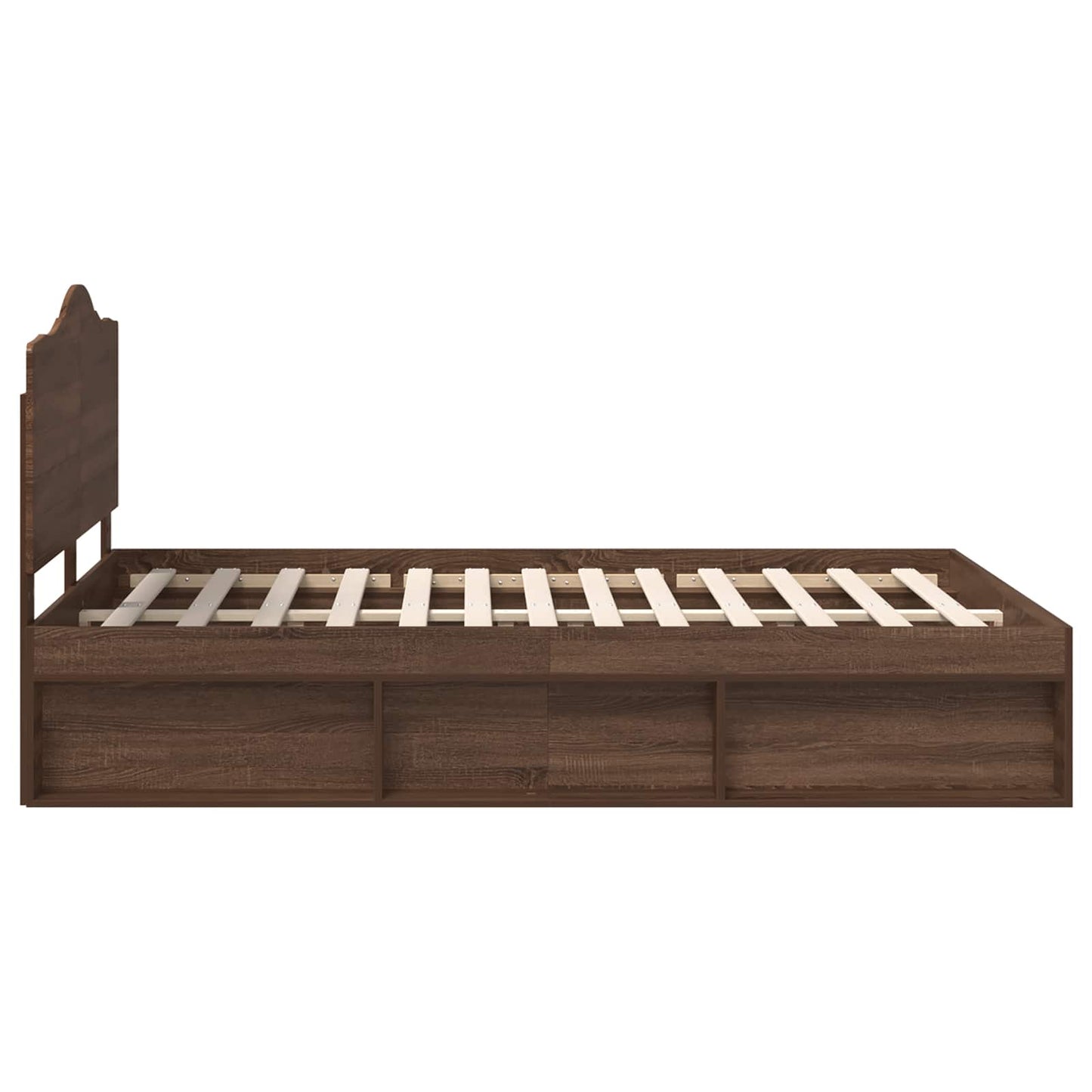 Bed Frame with Headboard Brown Oak 140 x 200 cm Solid Pine Wood