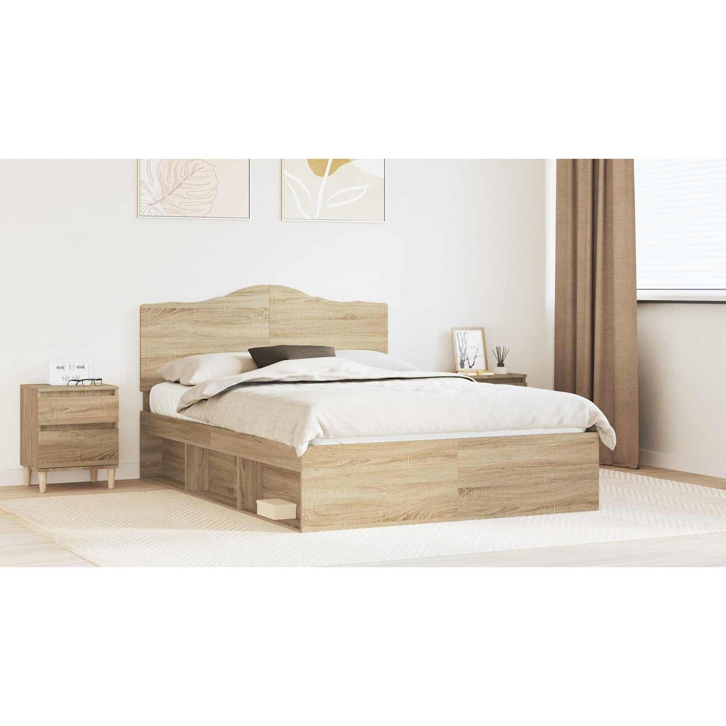 Bed Frame with Headboard Sonoma 140 x 190 cm Solid Pine Wood
