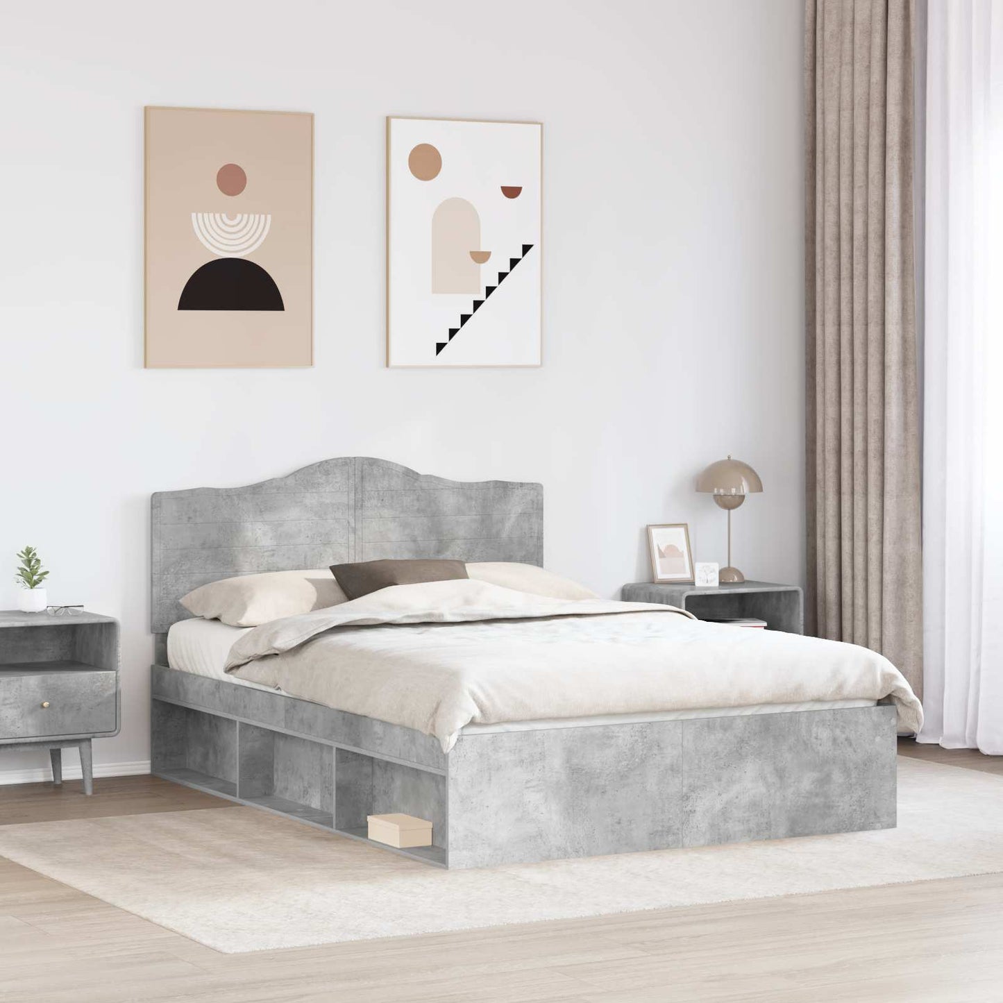Bed Frame with Headboard Concerte 140 x 190 cm Solid Pine Wood