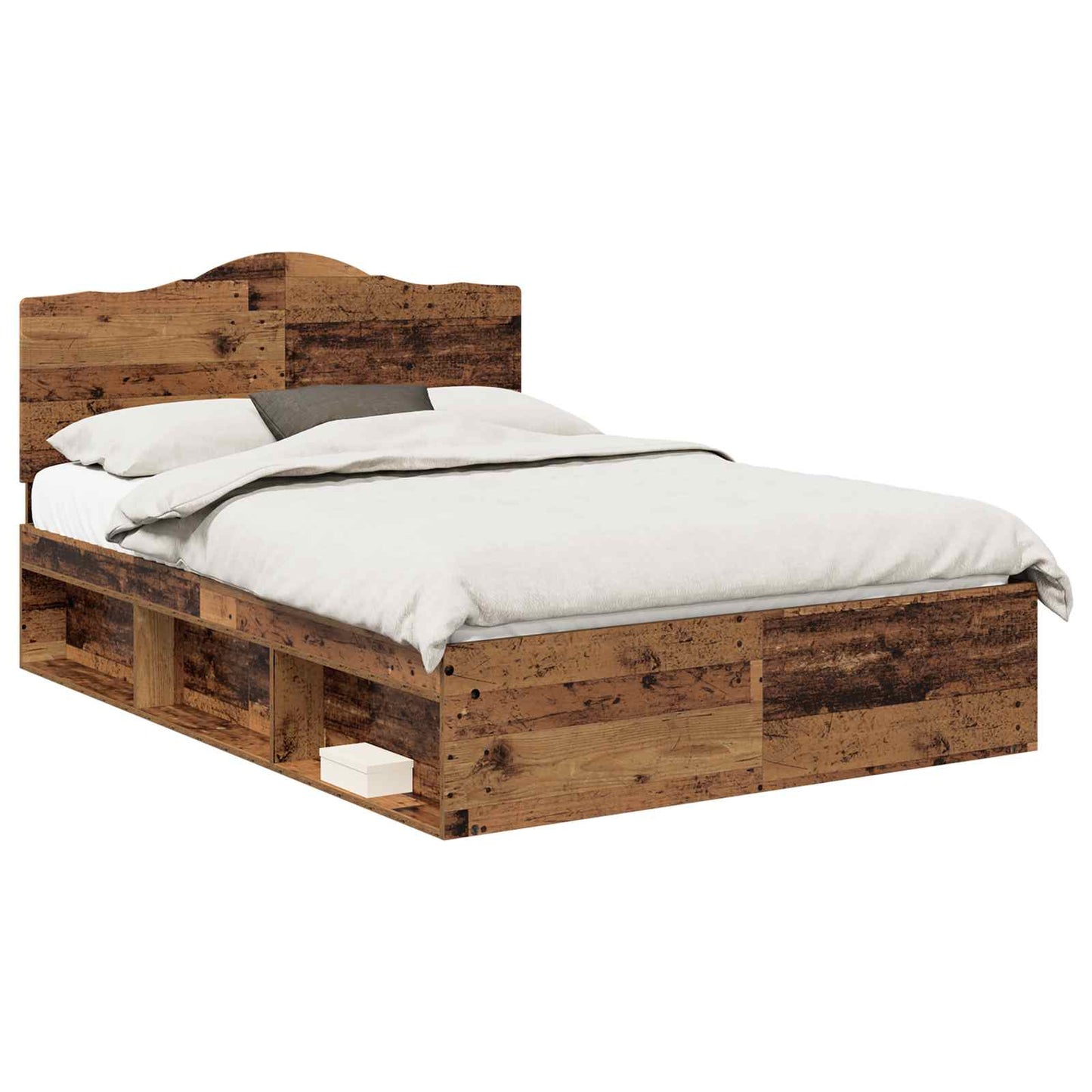 Bed Frame with Headboard Old Wood 140 x 190 cm Solid Pine Wood