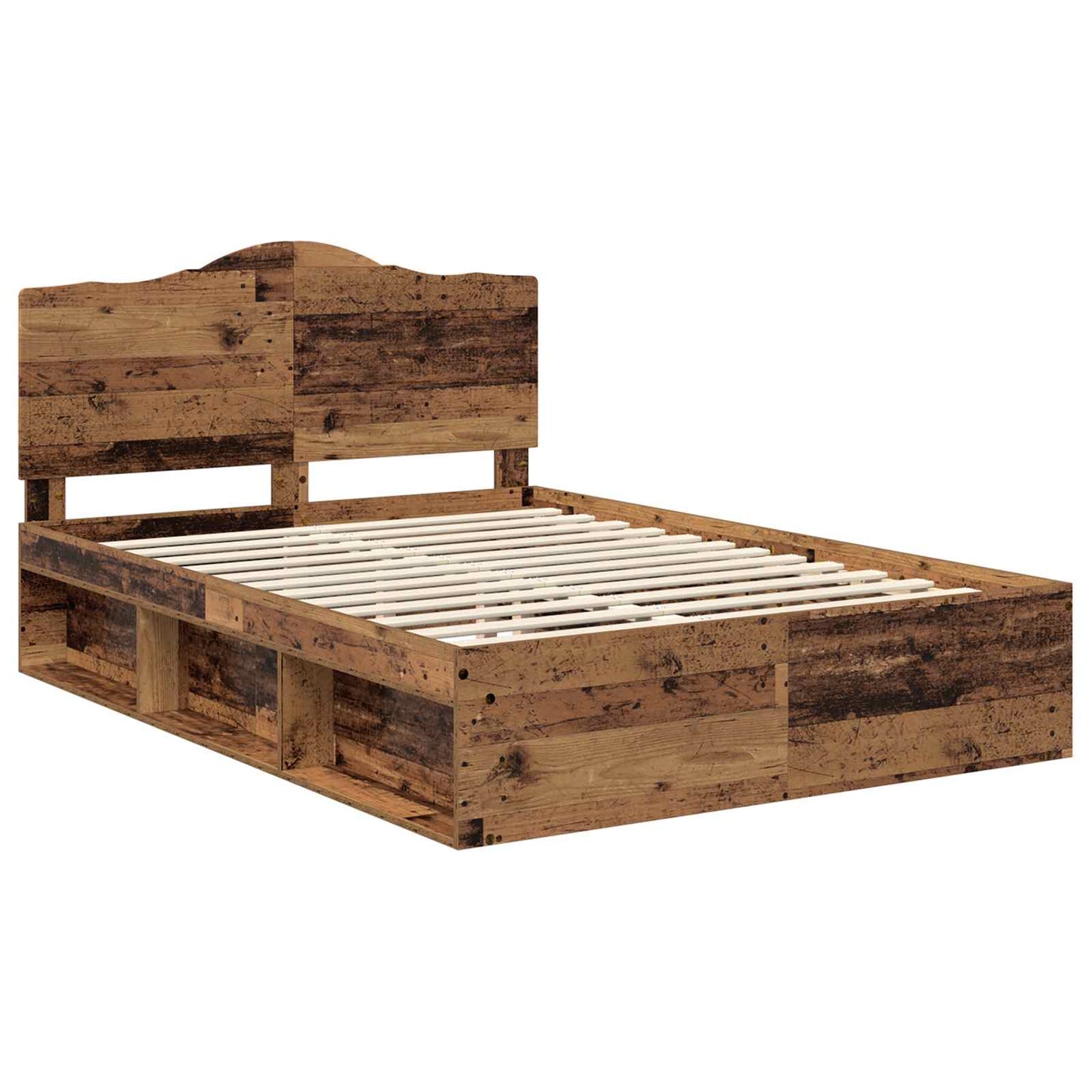 Bed Frame with Headboard Old Wood 140 x 190 cm Solid Pine Wood