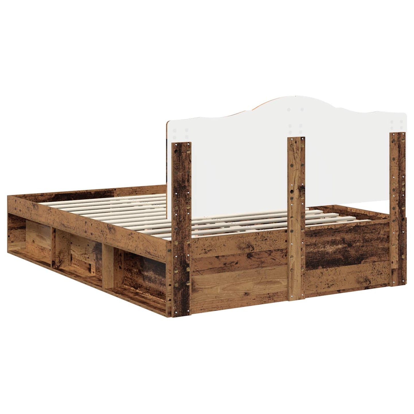 Bed Frame with Headboard Old Wood 140 x 190 cm Solid Pine Wood